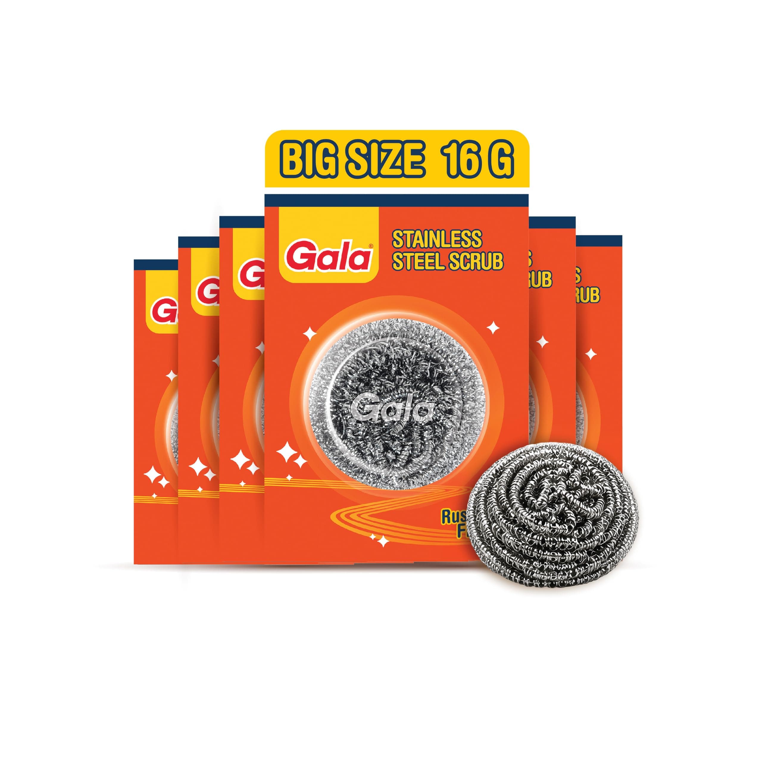 Gala Steel Scrubber Combo Set (Pack of 6), Stainless Steel Scrubber for Utensils, Scrubber for Kitchen