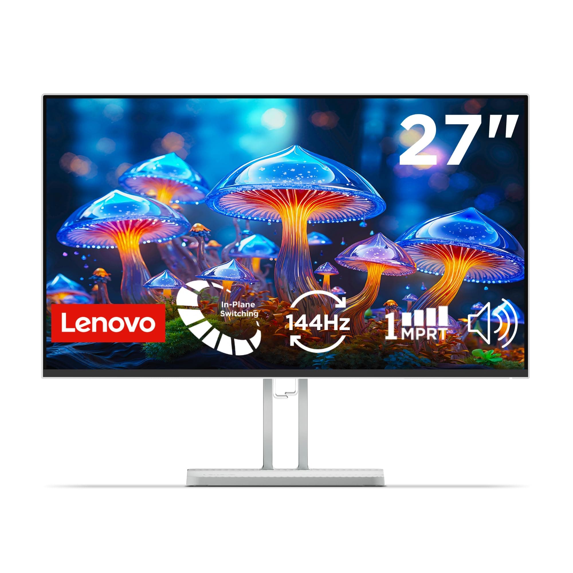 Lenovo L27-4C| 27 Inch (68.58 cm) Ultraslim Monitor, FHD 1920x1080, IPS, 144Hz, 99% sRGB, 1ms, 2x3W Speakers, Dual HDMI, Display Port, Audio Port, AMD FreeSync,Eyesafe, Bezel-Less, VESA Mount, Grey