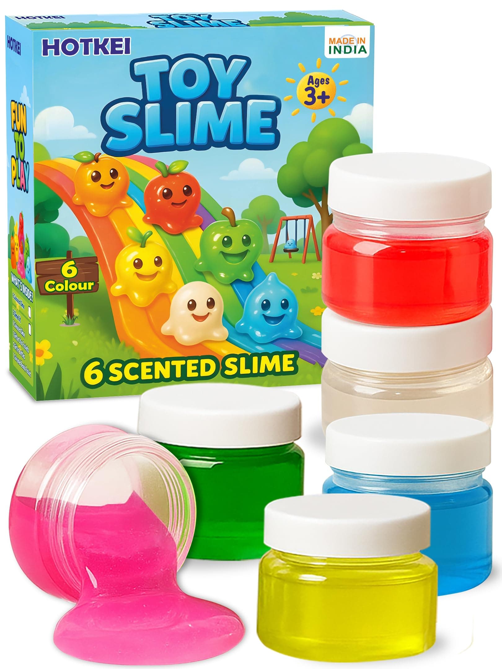 HOTKEI Pack of 6 Toy Slime Multicolored Fruit Scented Slime Gel Putty Set Kit Birthday Gift Toys for Boys Girls Kids 3 4 5 10 Years Boy Girl Kids 300 gm Slimy Gel
