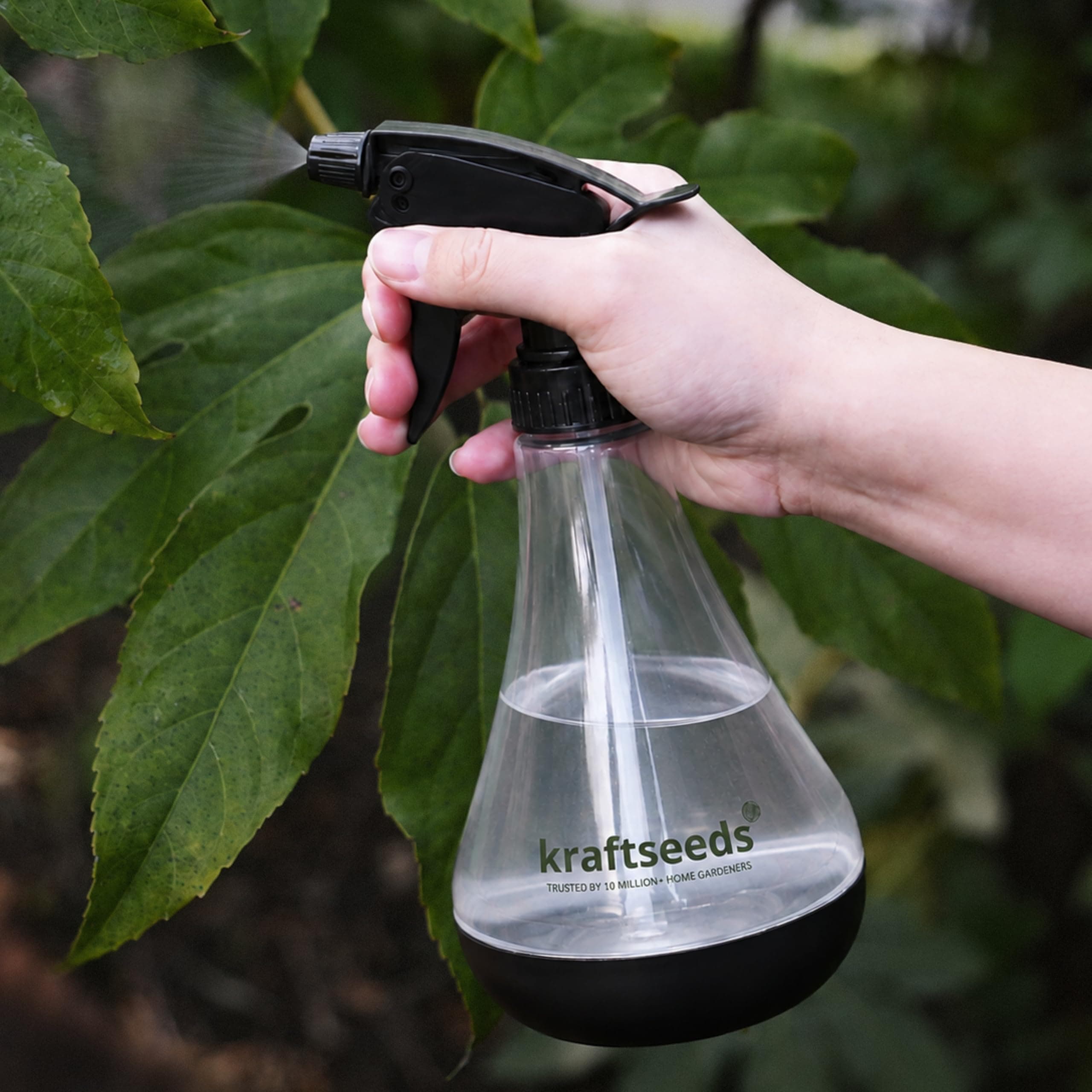 Kraft Seeds 770ml Spray Bottle for Plants, Compact Water Spray Bottle, Garden with Adjustable Nozzle, Leak-Proof Hand, Multi-Purpose use, Transparent Sprayer for Lawn Garden