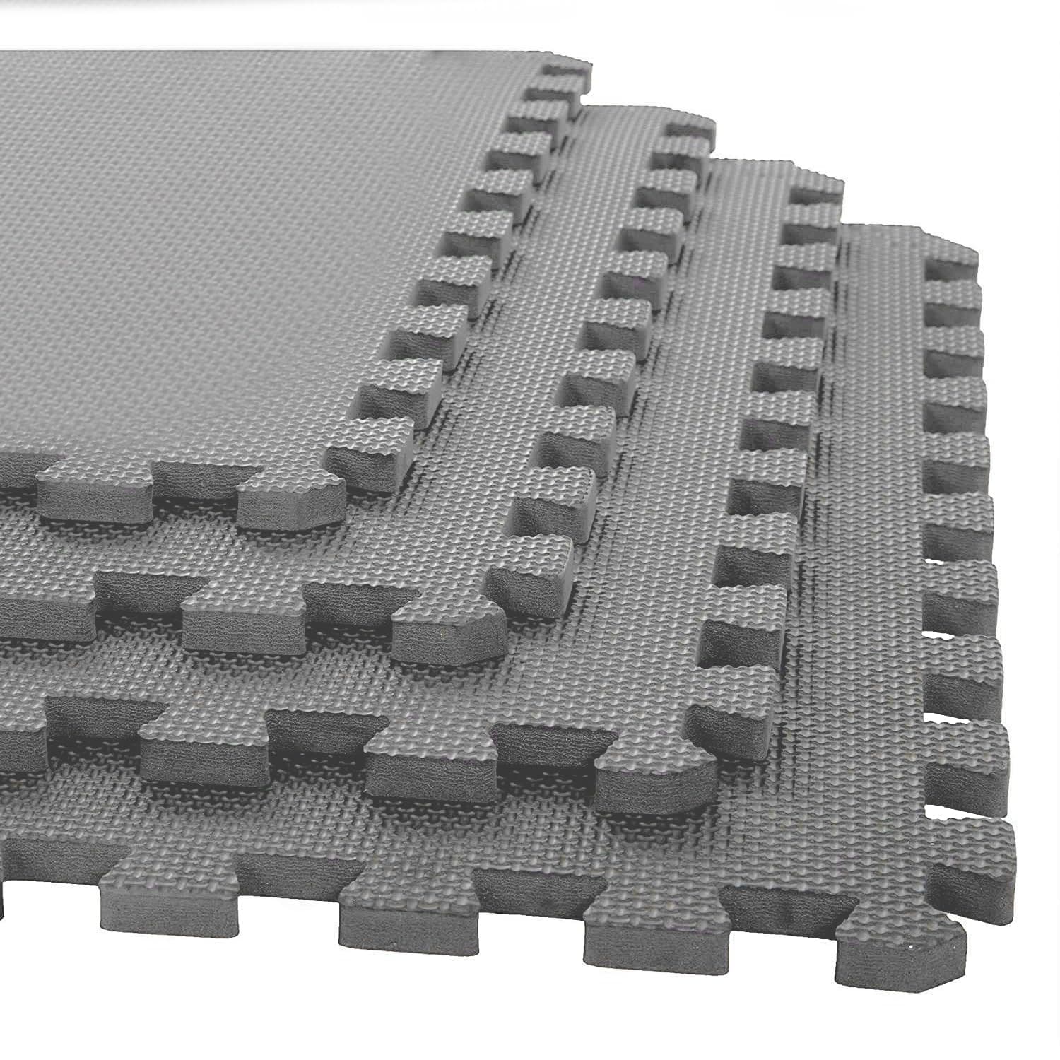 XTRIM Puzzle Exercise Mat 4 Tiles & 8 Borders, 16 Sq.Ft. Area, EVA Foam Mat
