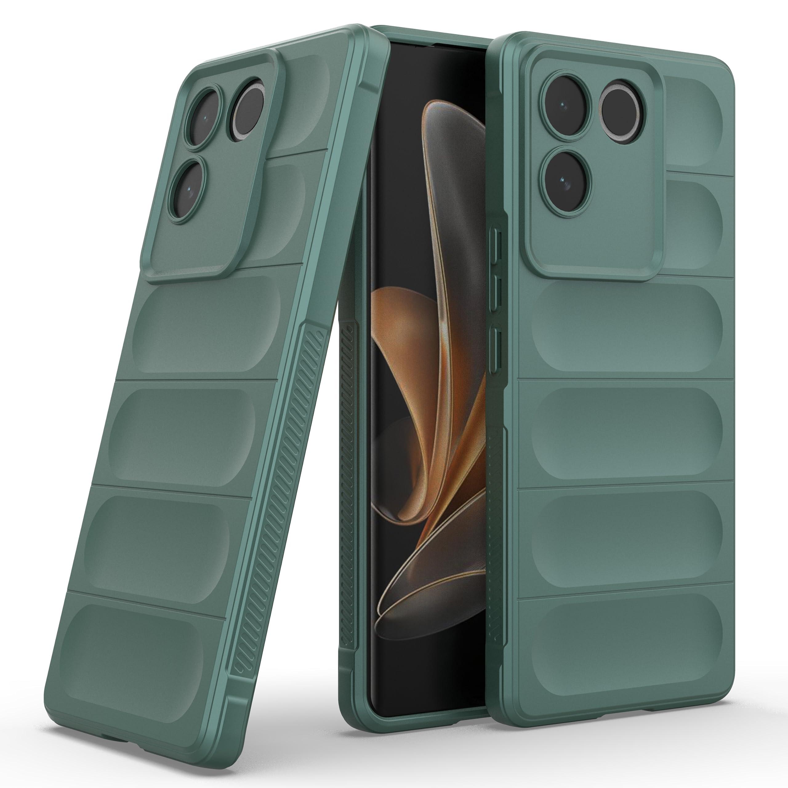 Zapcase Back Case Cover for Vivo T2 Pro 5G | Compatible for Vivo T2 Pro 5G Back Cover | Liquid Silicon Magic Case with Camera Protection | Dark Green