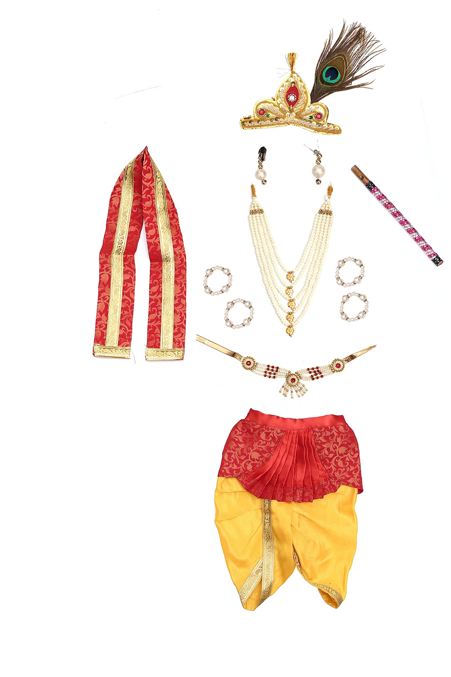 Raj Costume Shri Krishna Dress for Kids, Bal Krishna Costume for Baby Boy and Girl, Janmashtami Fancy Dress Costume, Krishna Dress for Kids