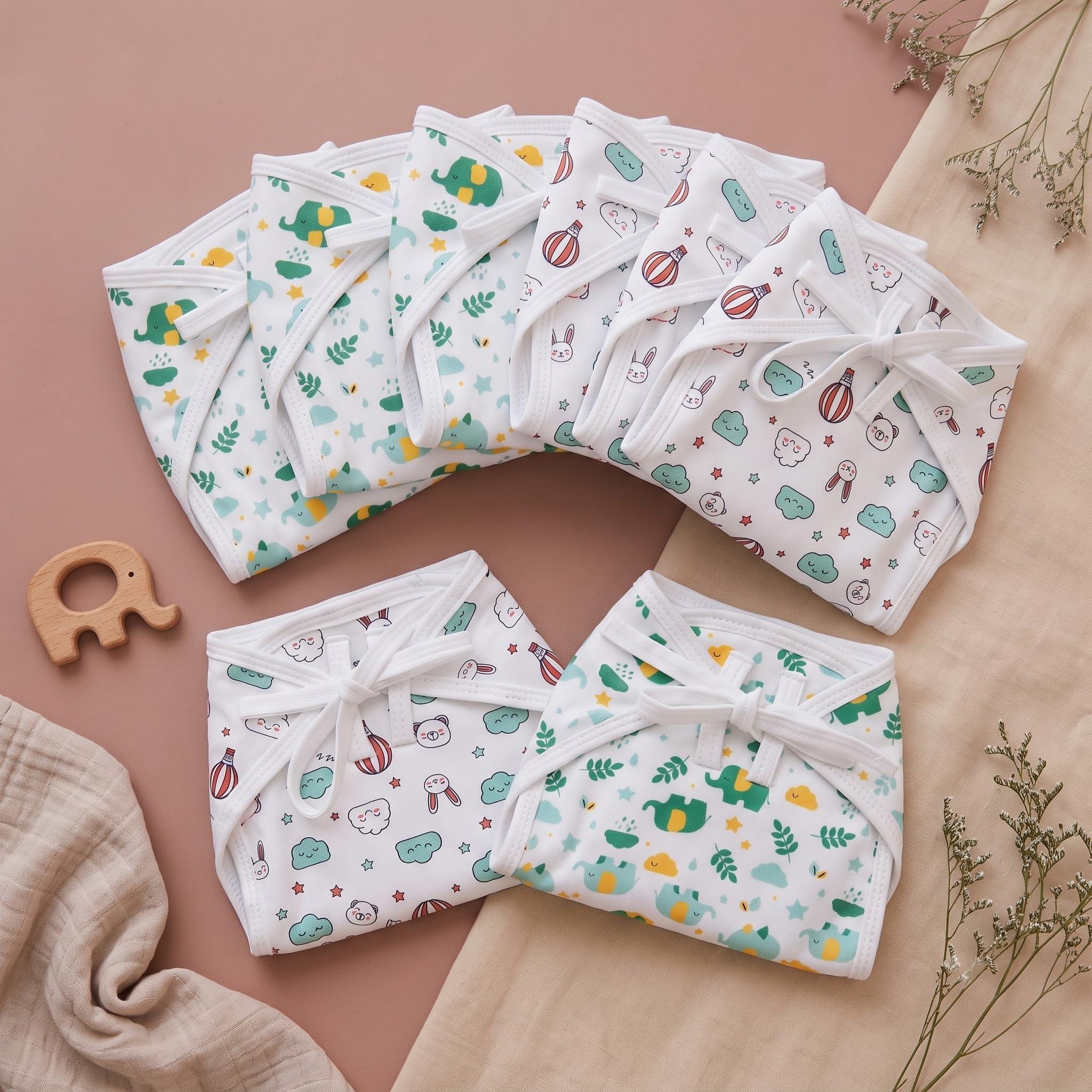 Blushbaby Pack of 16 - Pure Cotton Padded Nappy for Newborn Baby 3-9 Months | Double Layered, Extra Soft & Breathable Cotton Langot | Reusable & Washable Cotton Nappy for Baby Boy & Girl | Newborn Baby Essentials