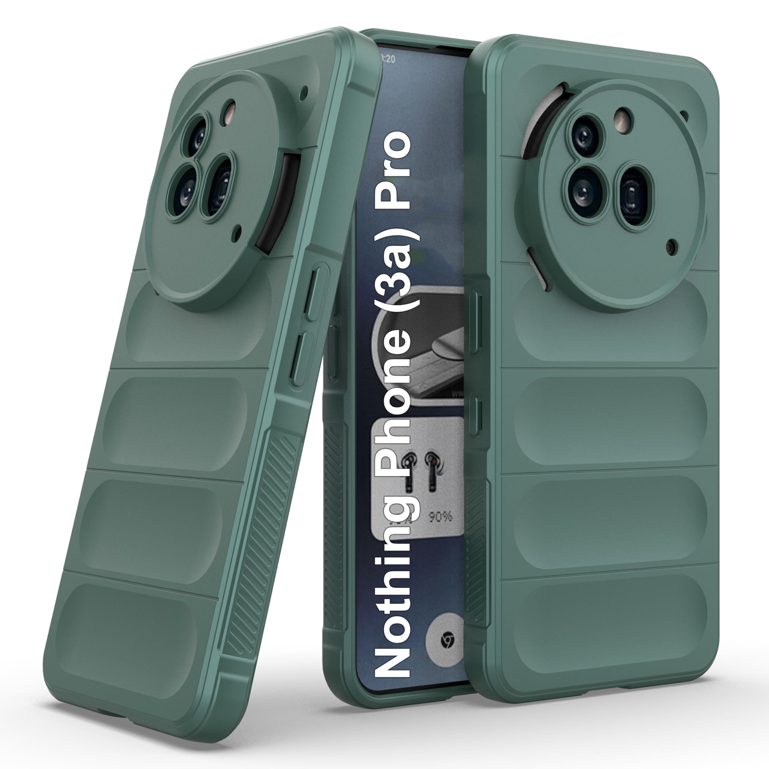 Zapcase Back Case Cover for Nothing Phone (3a) Pro | Compatible for Nothing Phone (3a) Pro Back Cover | Liquid Silicon Magic Case with Camera Protection | Dark Green