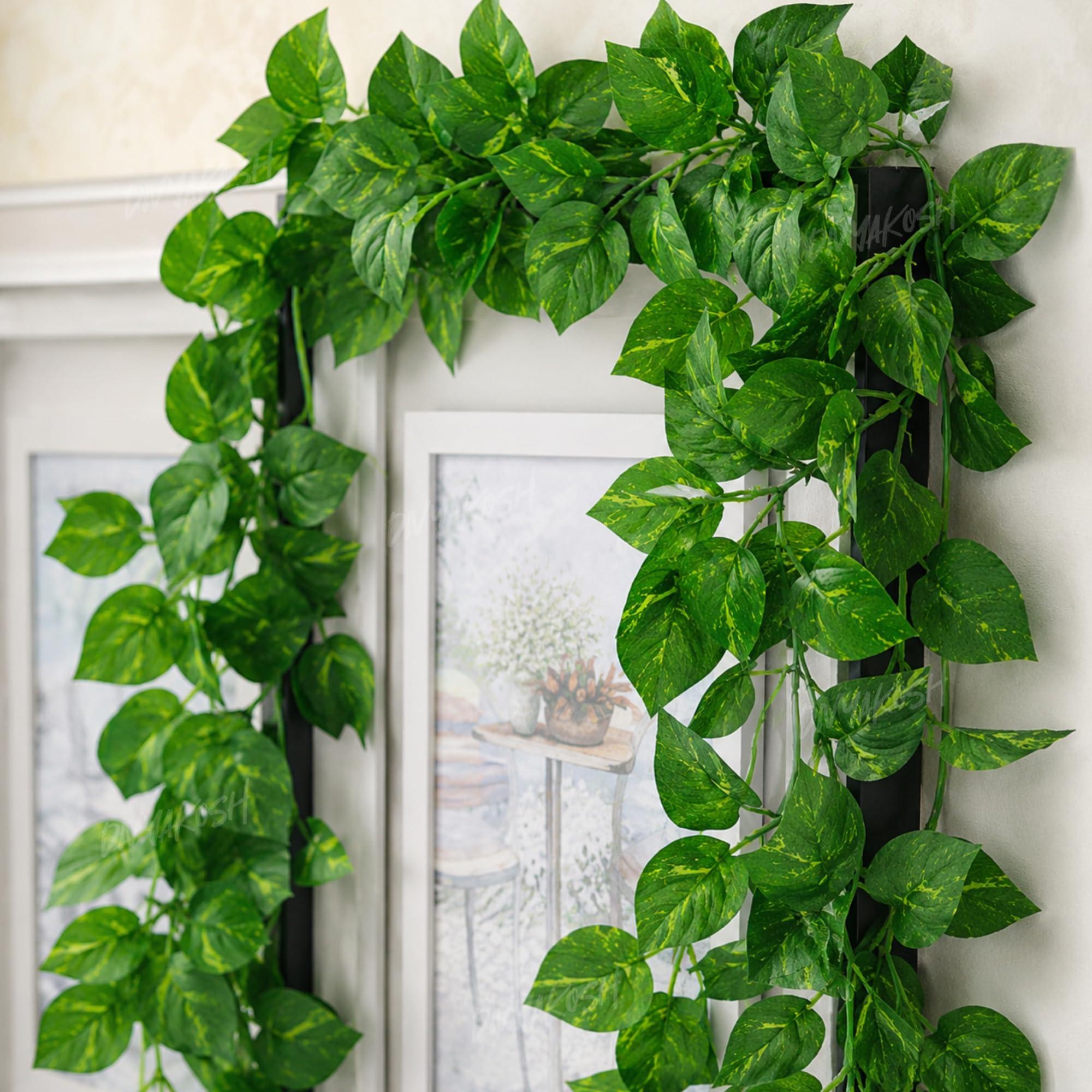 Divyakosh Artificial Hanging Money Plant Creepers for Home Decor, 8 Silk Vines 6 FT, 240 Leaves, Hanging Plant, Decorative Leaves, Money Plant Artificial for Wall Door Balcony