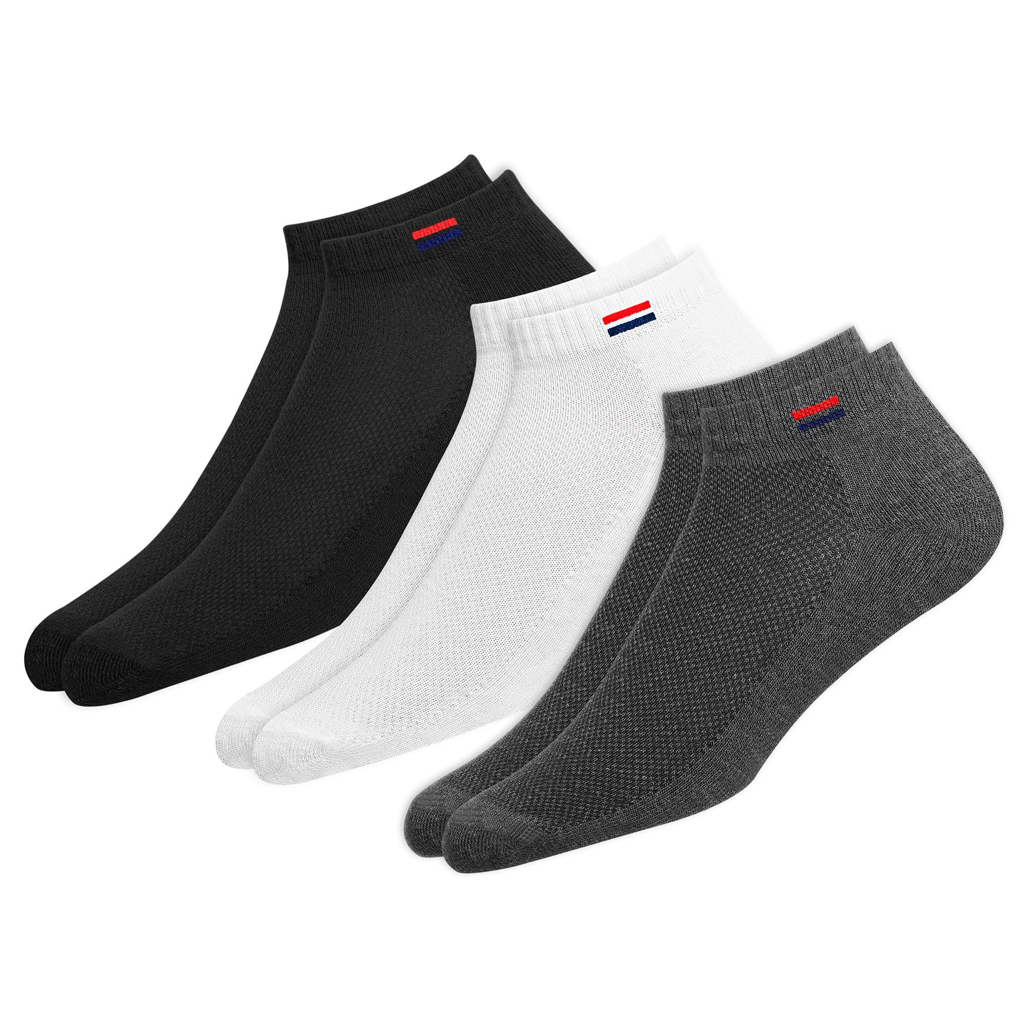 NAVYSPORT Socks for Men Solid Ankle Length Cotton Socks, Free Size, Pack of 3