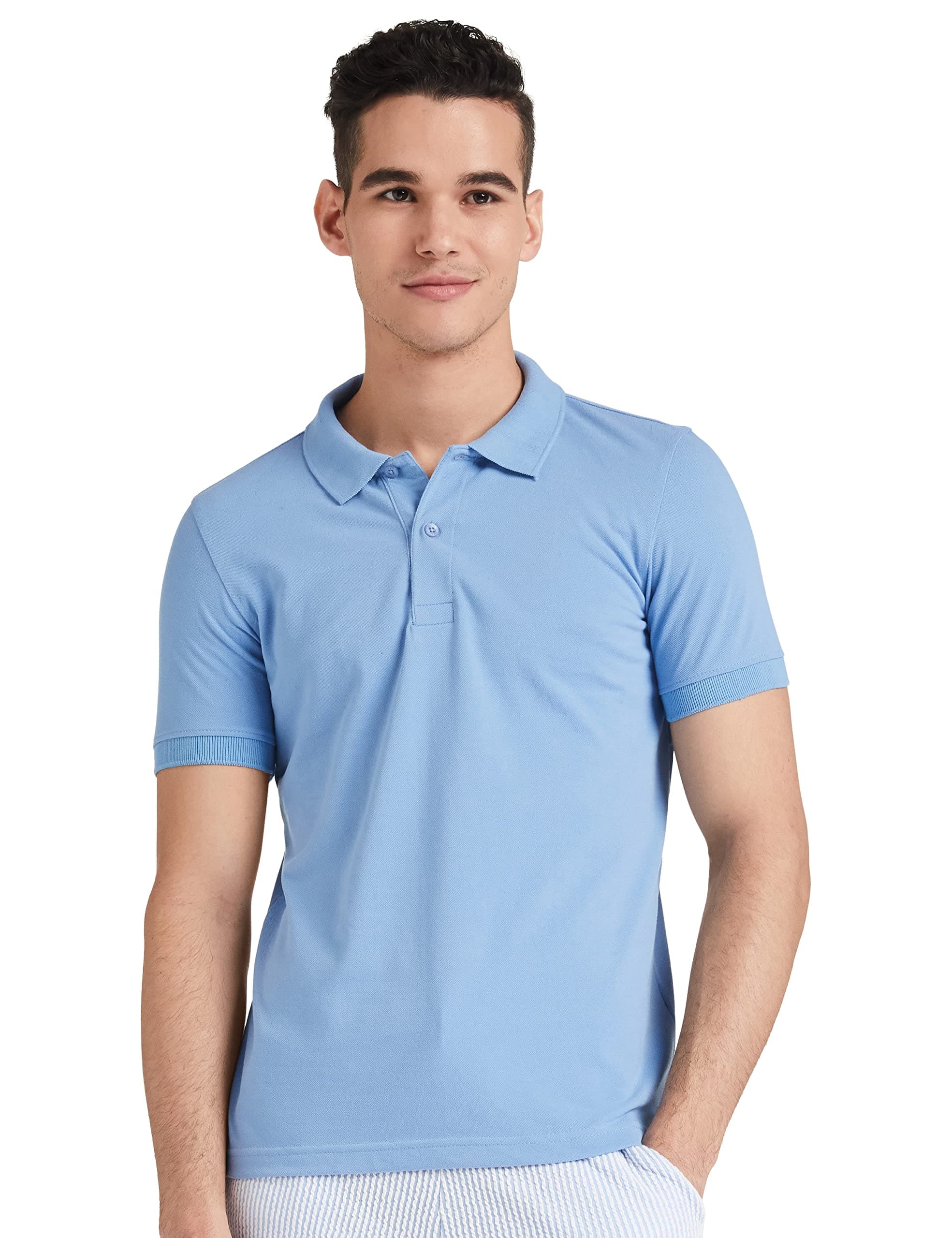 Amazon Brand - Symbol Men's Solid Regular Fit Half Sleeve Polo(AW17MPCP-SINGLE_Sky blue_L)