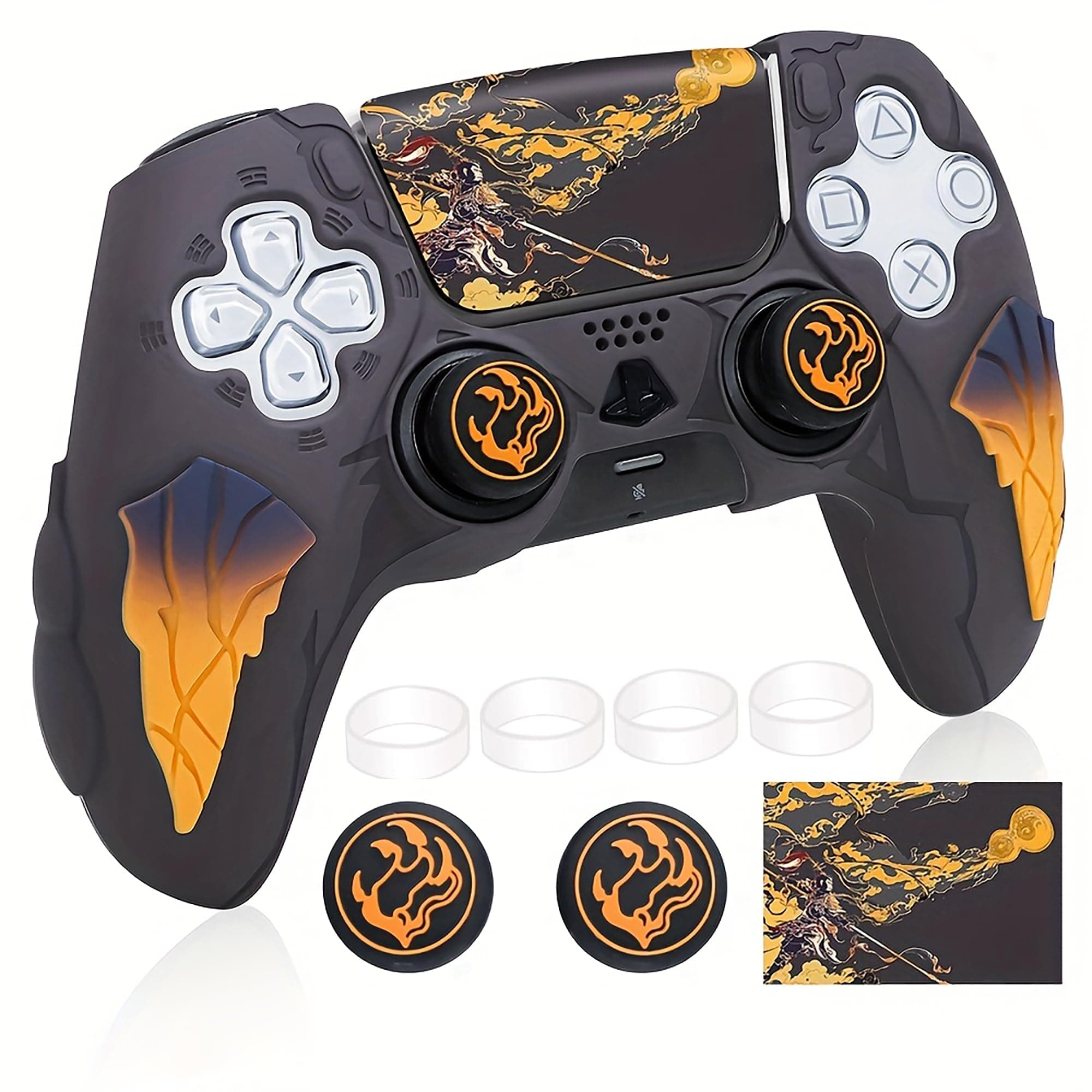 DEADSKULL PS5 Remote Silicone Sleeve – Thunder Edition Themed Anti-Slip Protective Cover Case Compatible with PlayStation 5 DualSense Controller (Black & Yellow)