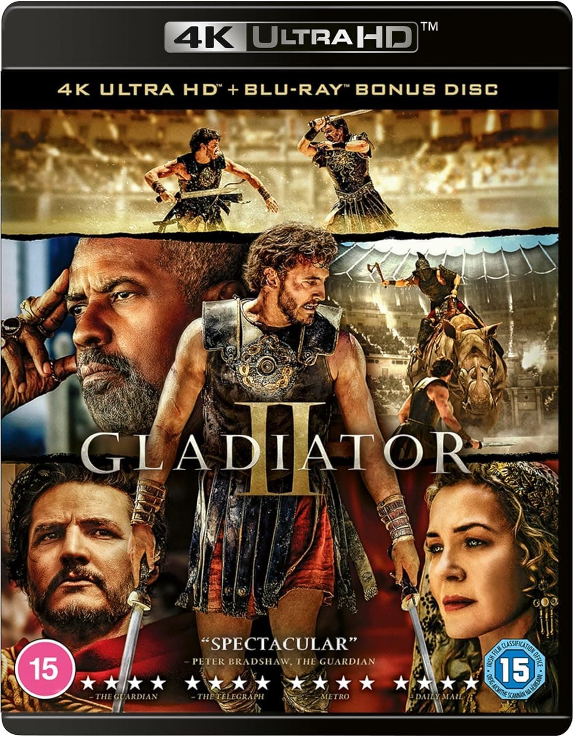 Gladiator II (2024) - A Ridley Scott Film (4K UHD + Blu-ray Bonus Disc) (2-Disc) (Uncut | Foil Slipcase Packaging | Region Free 4K Ultra HD & Blu-ray | UK Import) - Includes Dolby Vision, HDR10 & Dolby Atmos on 4K Ultra HD