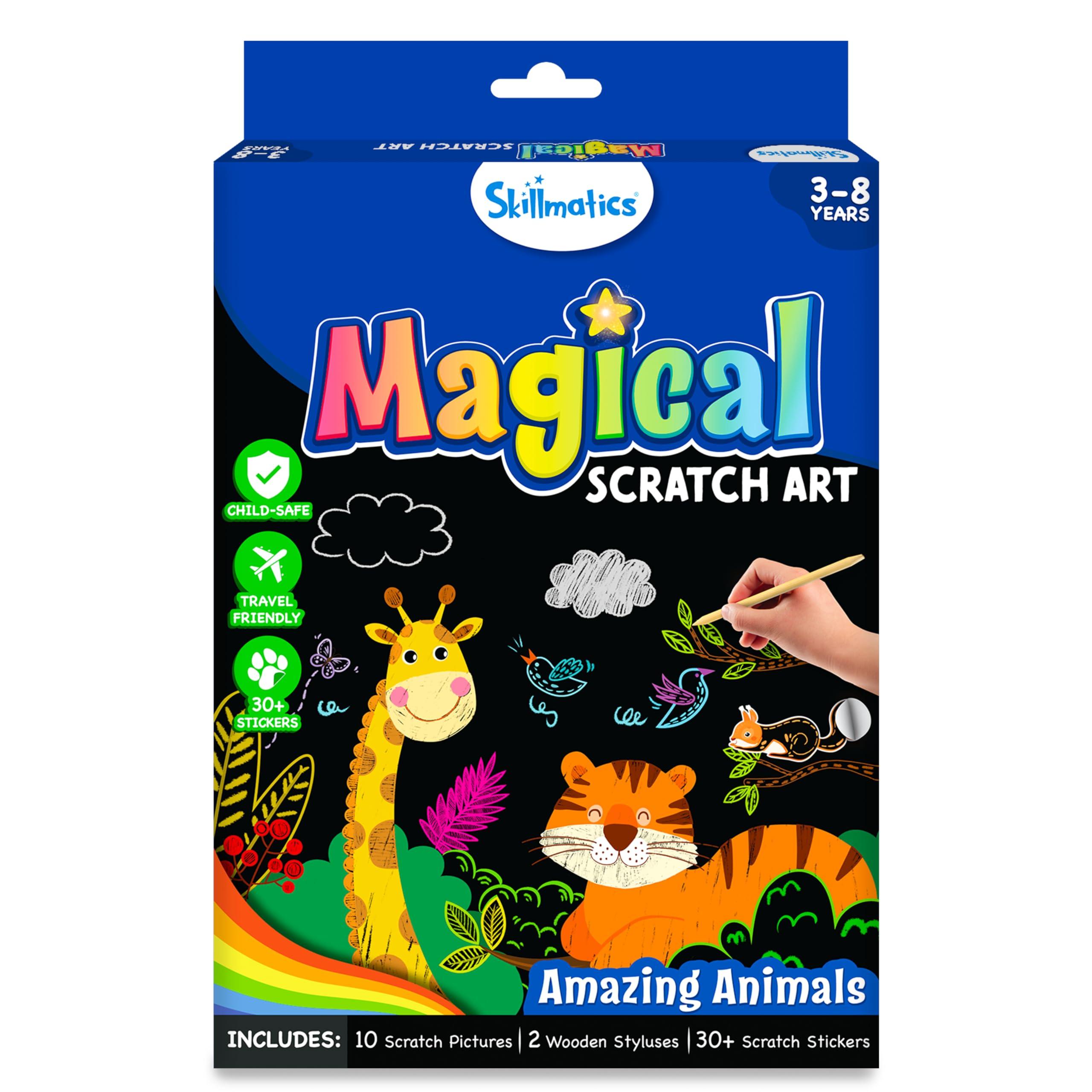 Skillmatics Magical Scratch Art Book for Kids – Animals, Creative Activity