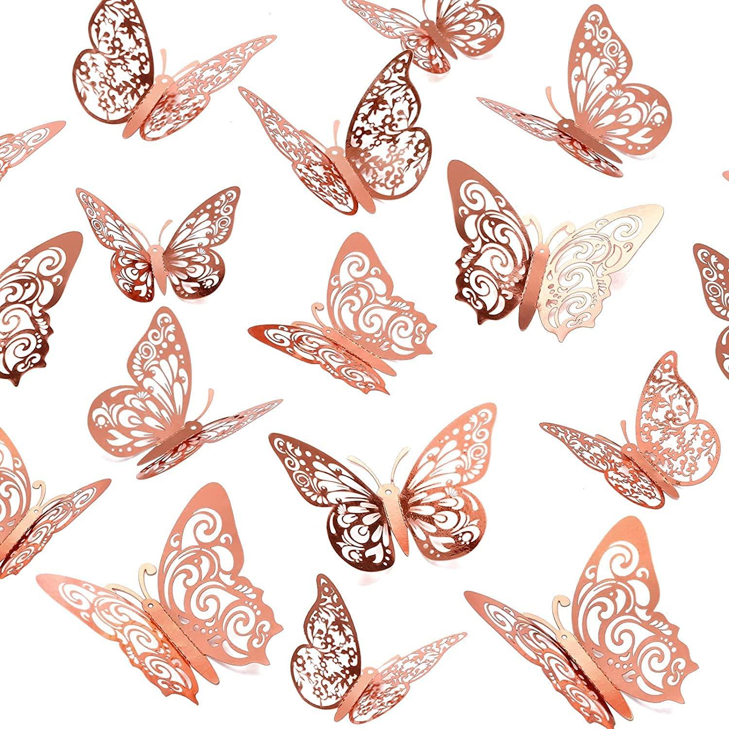 Special You Rose Gold Butterfly Wall Stickers, Home Decor Items, Butterfly Stickers for Wall Decor Items, Butterflies Decoration Items -12 Pcs