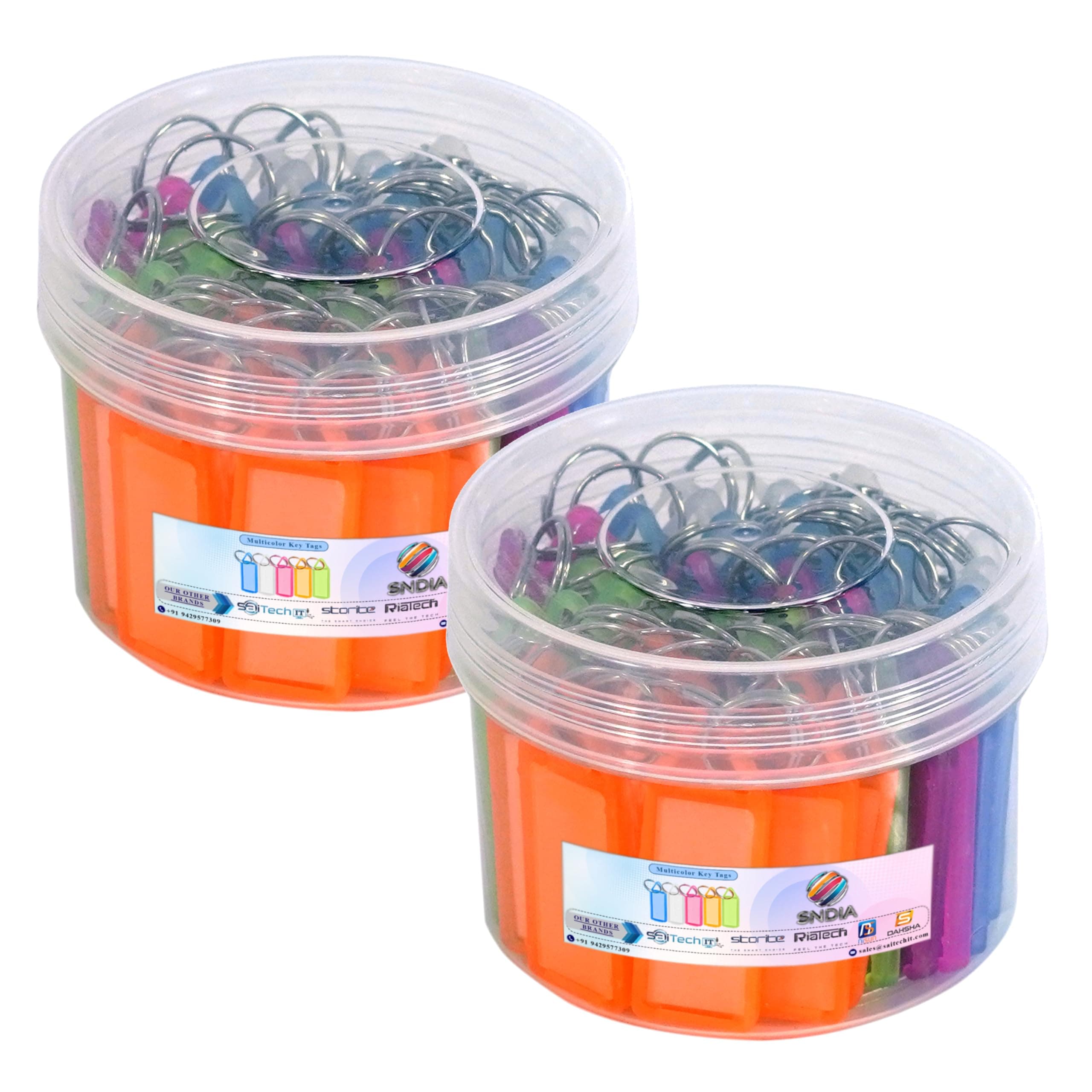 SNDIA 100 Pcs Key Tag Keyring & Keychain, Mulitcolor