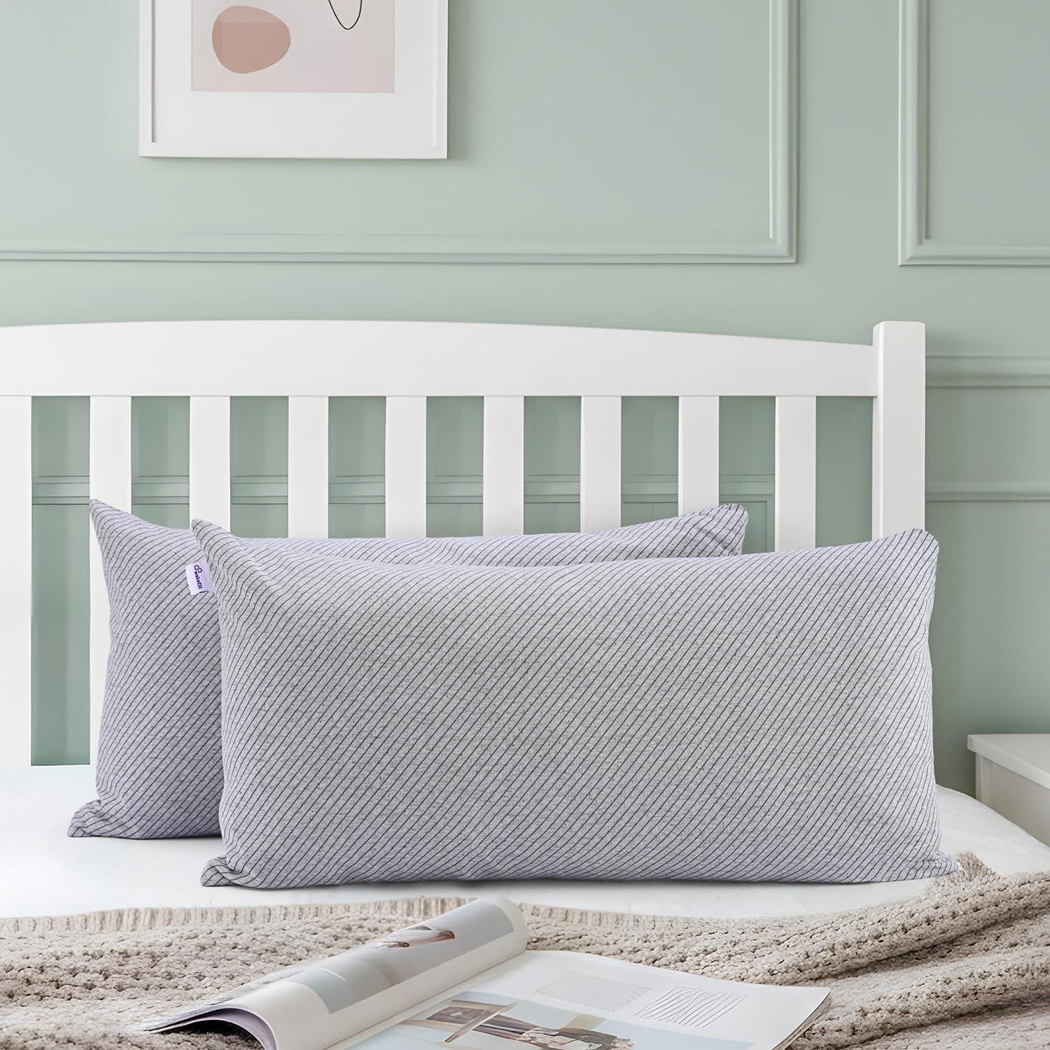 Wakefit Sleeping Pillow Set of 2 with Adjustable Height | Large Size 36x20 Inch | Soft & Fluffy Siliconized Hollow Fibre Fill, Knitted Cover with Zipper Closure, Free Extra Filling - Light Grey
