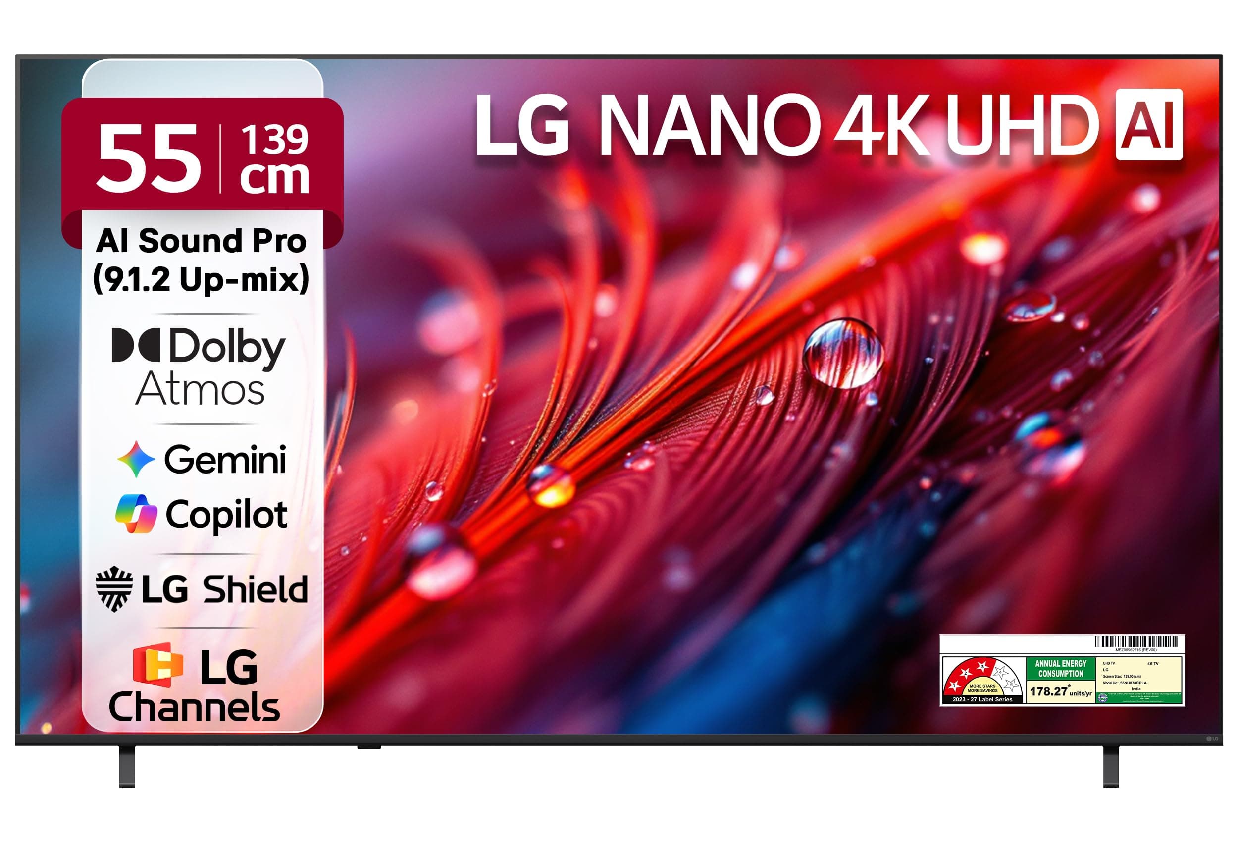 LG 139 cms (55 inches) NU87 AI Series Nano 4K Ultra HD (3840 x 2160) Smart webOS LED TV 55NU870BPLA 2026