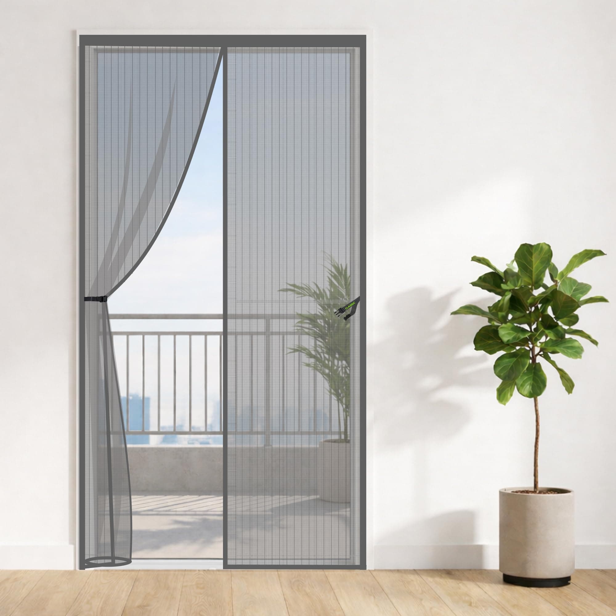 Classic Mosquito Net for Doors with Magnets | Tear-Resistant Polyester Mesh | Auto-Close Magnetic Screen Door, Balcony & Kitchen | DIY Installation | Protection Insects (205 x 120 cm,Grey)