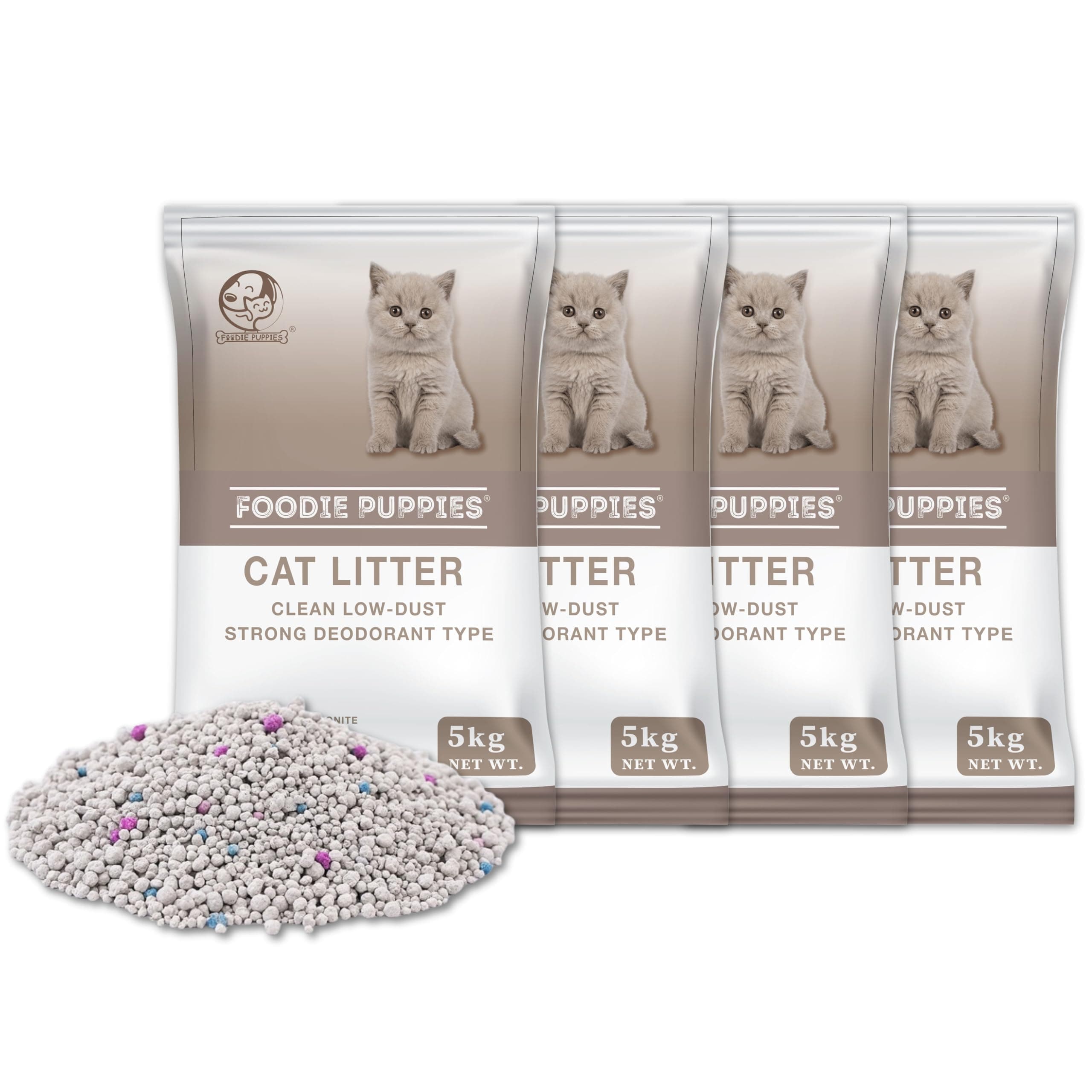 Foodie Puppies Natural Bentonite Cat Litter Sand - 20kg with Lavender Fragrance for Cats and Kittens | Clean Low-dust Strong Deodorant Litter Tray Refill with Odor Controlling and Instant Clumping