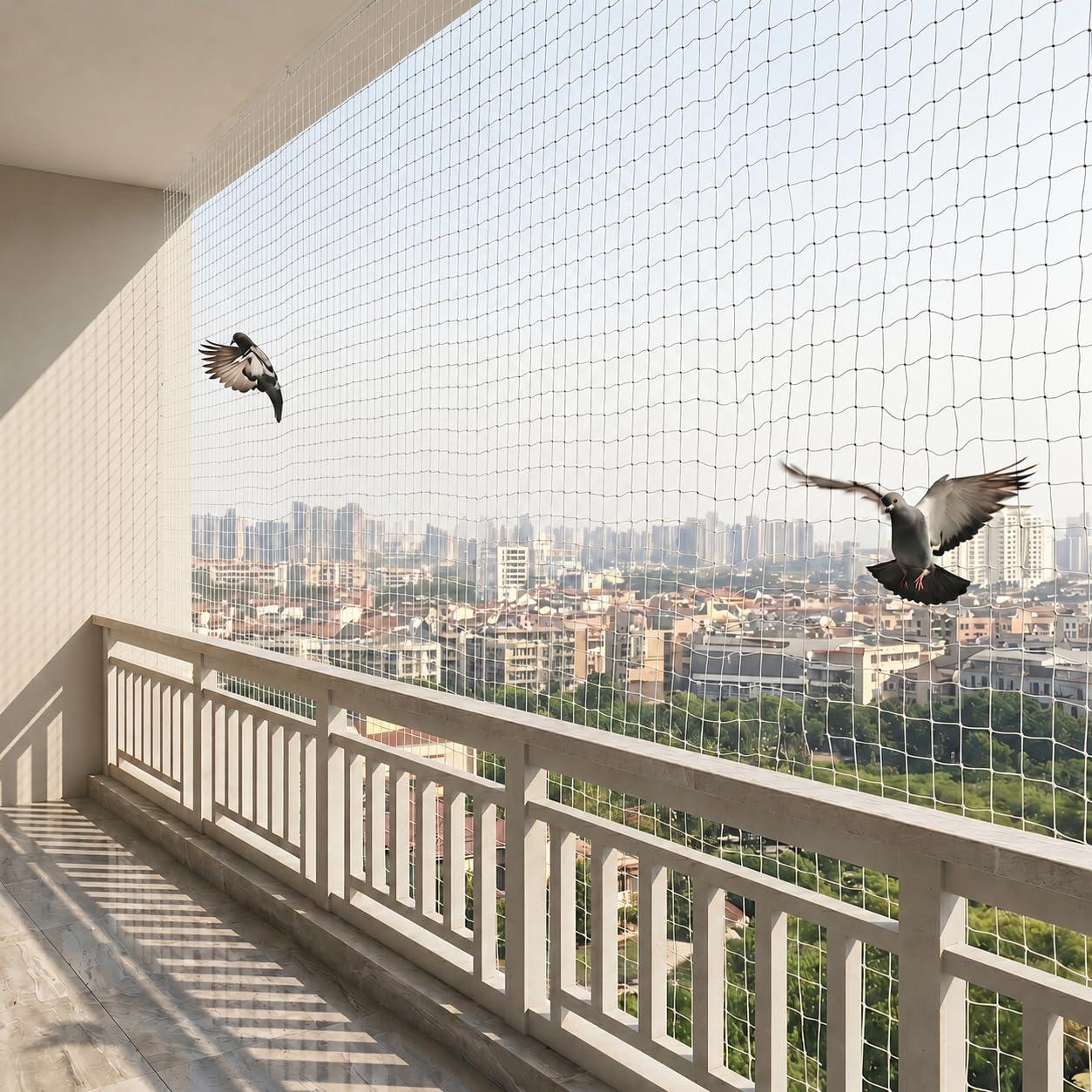 Homestan Heavy Duty HDPE Pigeon Net with Installation Kit for Balcony, White Anti Bird Control Mesh for Window, Terrace, Grill, Duct and AC Outdoor Unit (10 x 12 Feet, White)