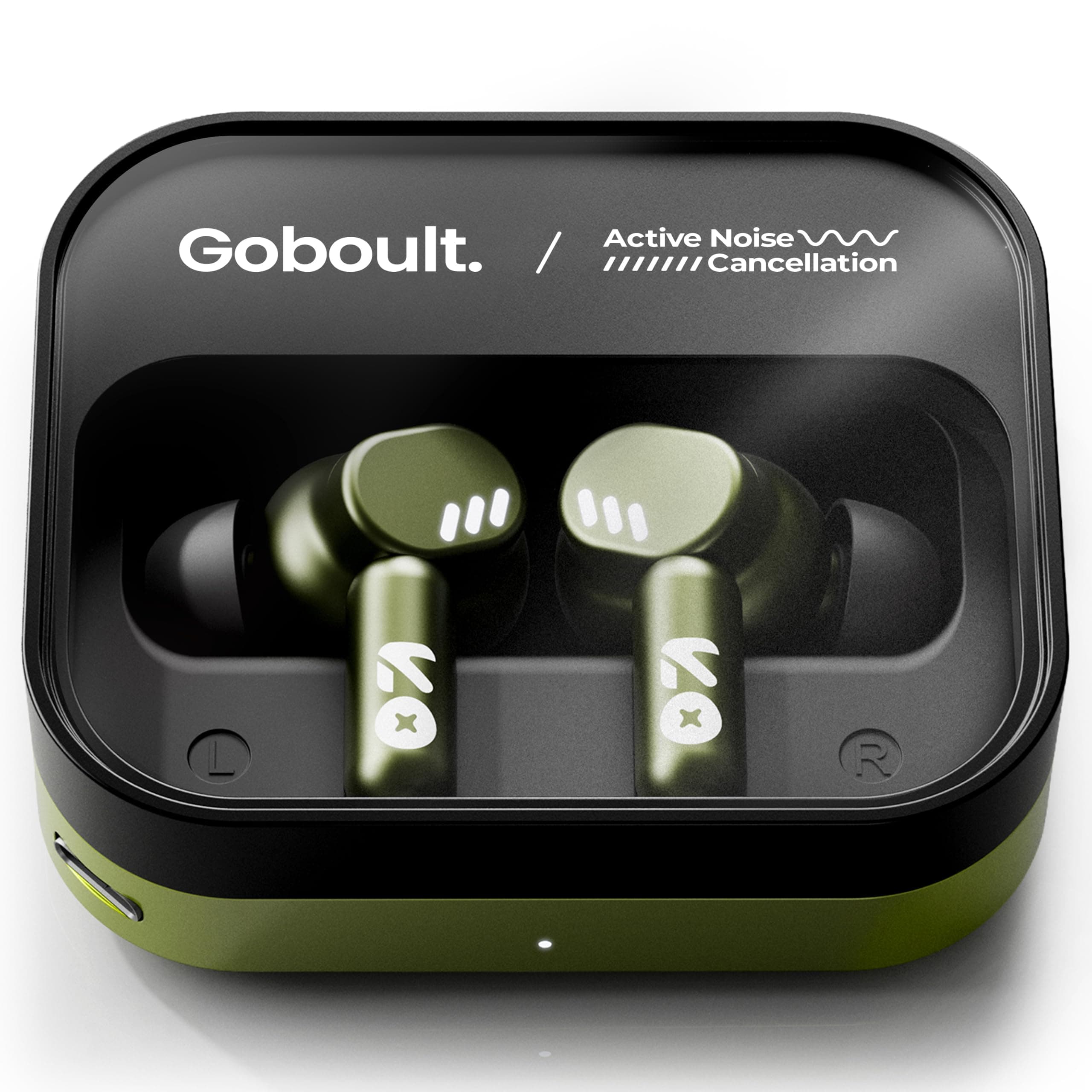 GOBOULT Newly Launched Tenet Pro with ANC TWS Earbuds, 75H Playtime, Amp App Support, 32dB ANC, Quad Mic ENC, Dual Device Pairing, 13mm Driver Ear Buds, Bluetooth 6.0 Wireless Earbuds (Olive Green)