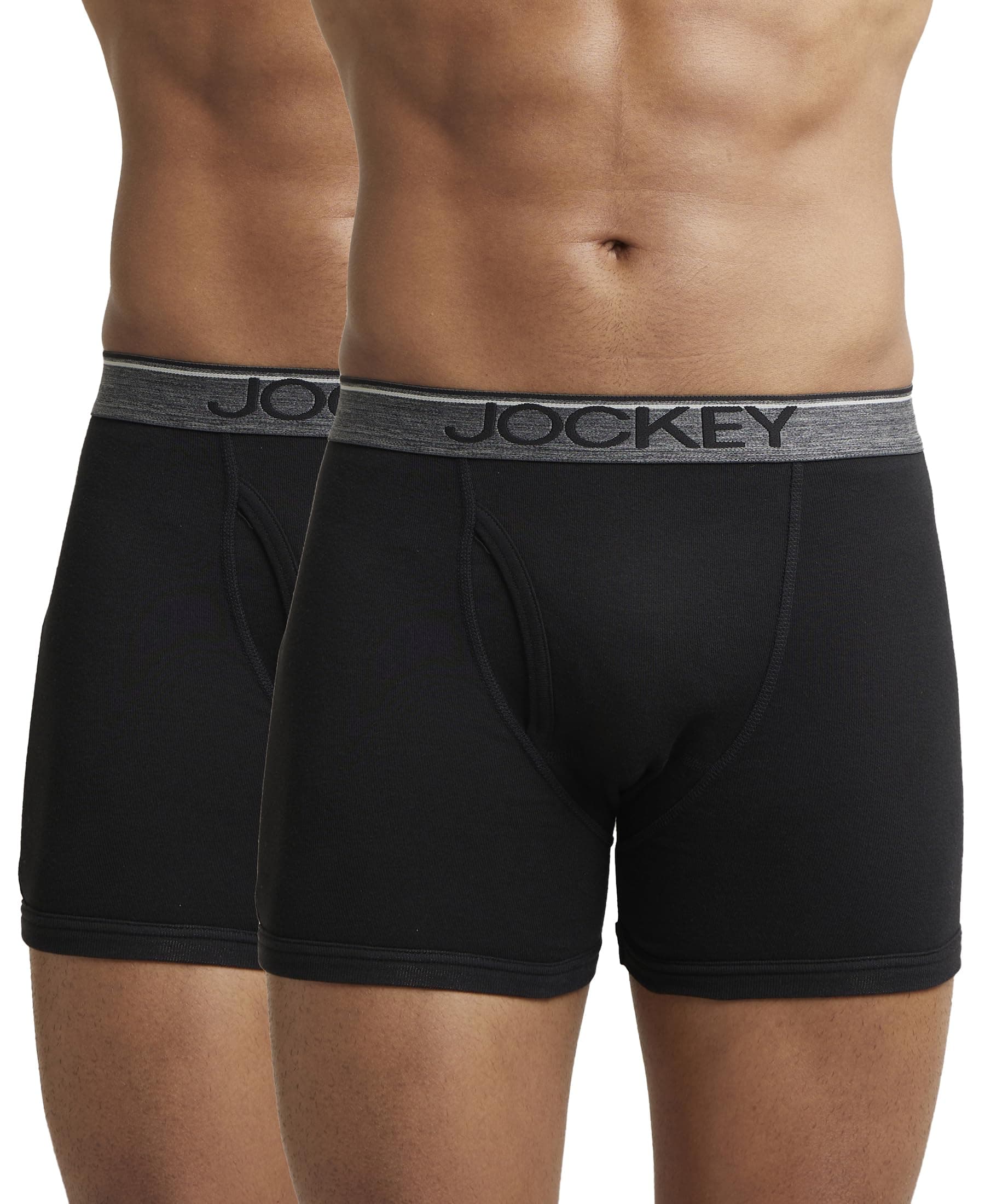 Jockey Men's Cotton Briefs (Pack of 2) (8009-0210-ASSTD Black L_Black_L)