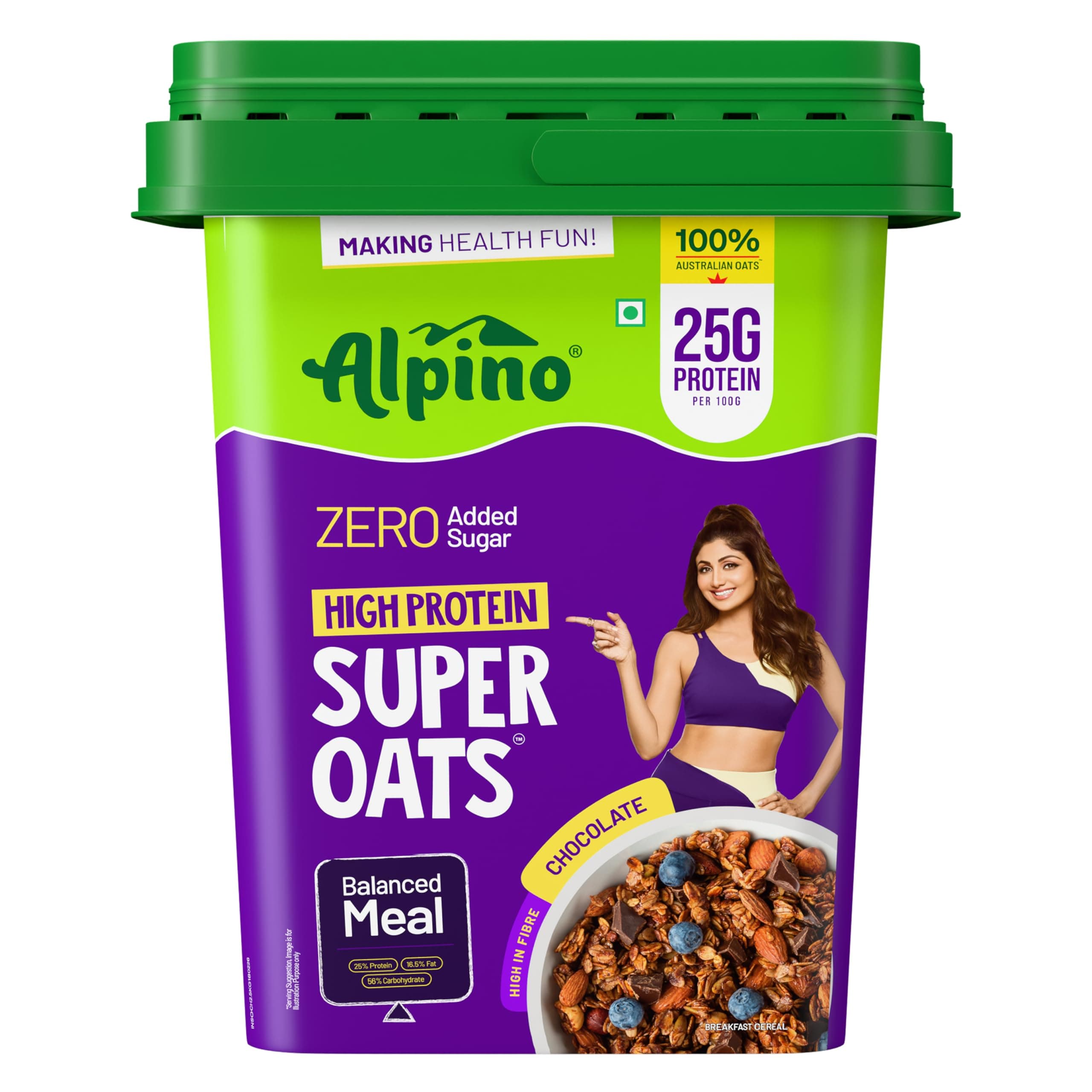 ALPINO 25g High Protein Super Oats Chocolate 2.5kg – Rolled Oats with Peanut Butter, Cocoa, Nuts & Seeds – Zero Added Sugar & Salt – Source of Dietary Fibre & Healthy Fats