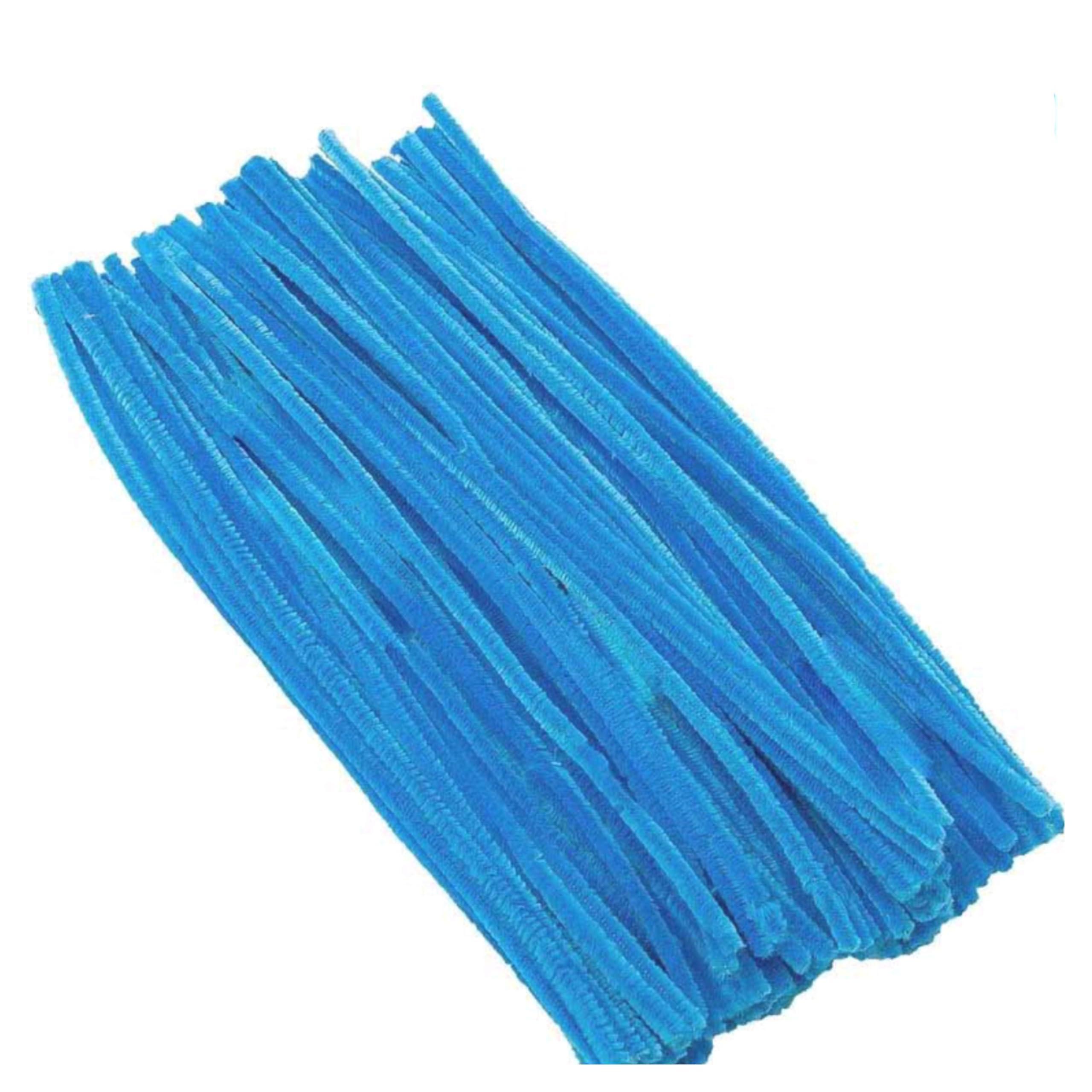 Velme Craft 100Pc Pipe Cleaners Craft Set | Chenille Stem Fuzzy Sticks DIY Craft Supplies for Art Projects Activities, Decorations, Flower Making, Modeling & Sculpting (Blue)