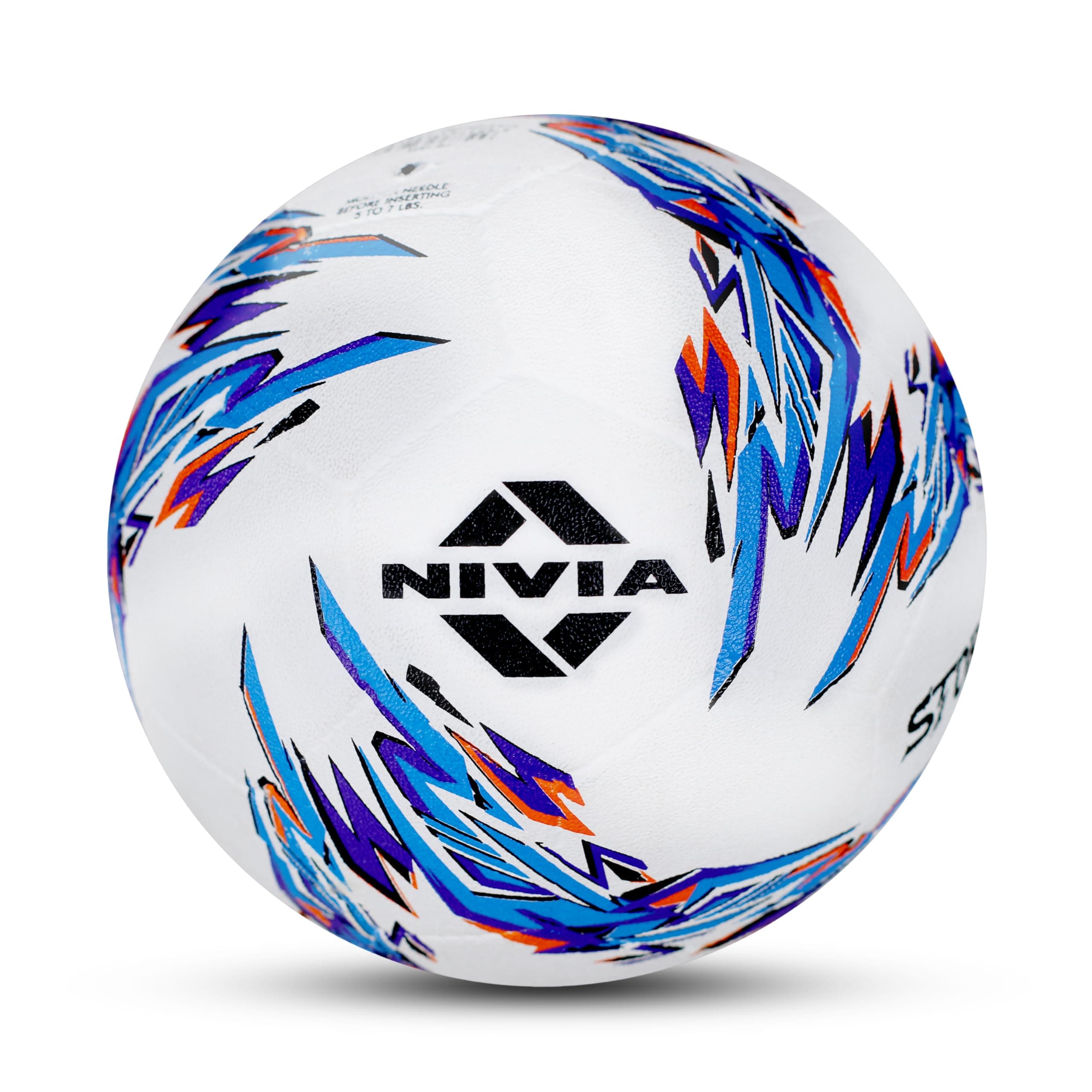 Nivia Storm 2.0 Football | Rubberized Moulded | Suitable for Hard Ground Without Grass, Wet & Grassy Ground & Artificial Turf | Training Ball | for Men/Women | Football Size - 5 (White/Blue)