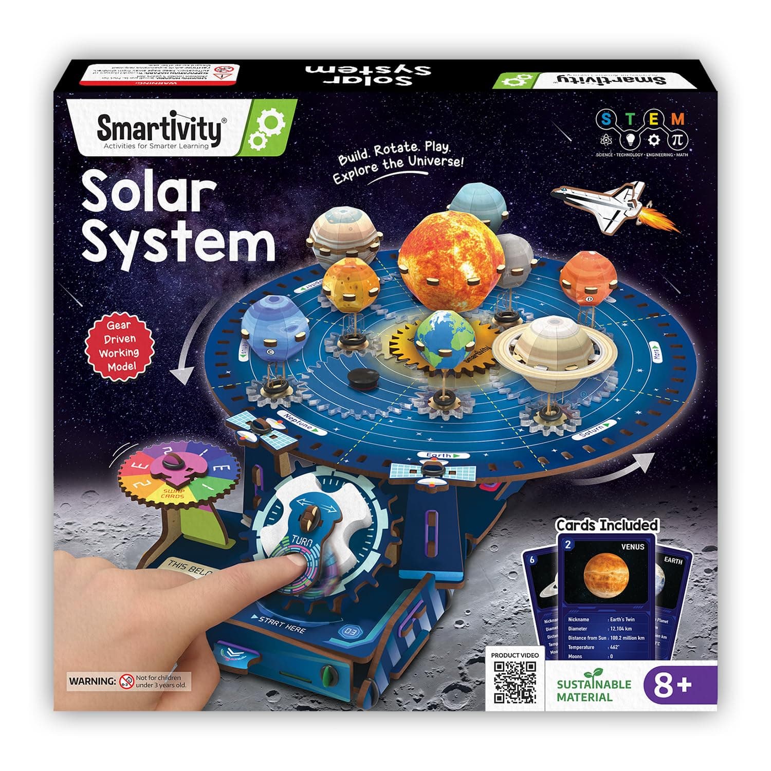 Smartivity DIY Solar System Kit - Gear-Driven Planet Model for Kids 8-14