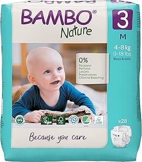 Bambo Nature Premium Baby Tape Diapers for Baby Medium Size (4-8 Kgs) - Super Absorbent, Breathable, Extra Soft, Dermatologically Tested, Hypoallergenic Infant Nappies With Wetness Indicator, 28 Count