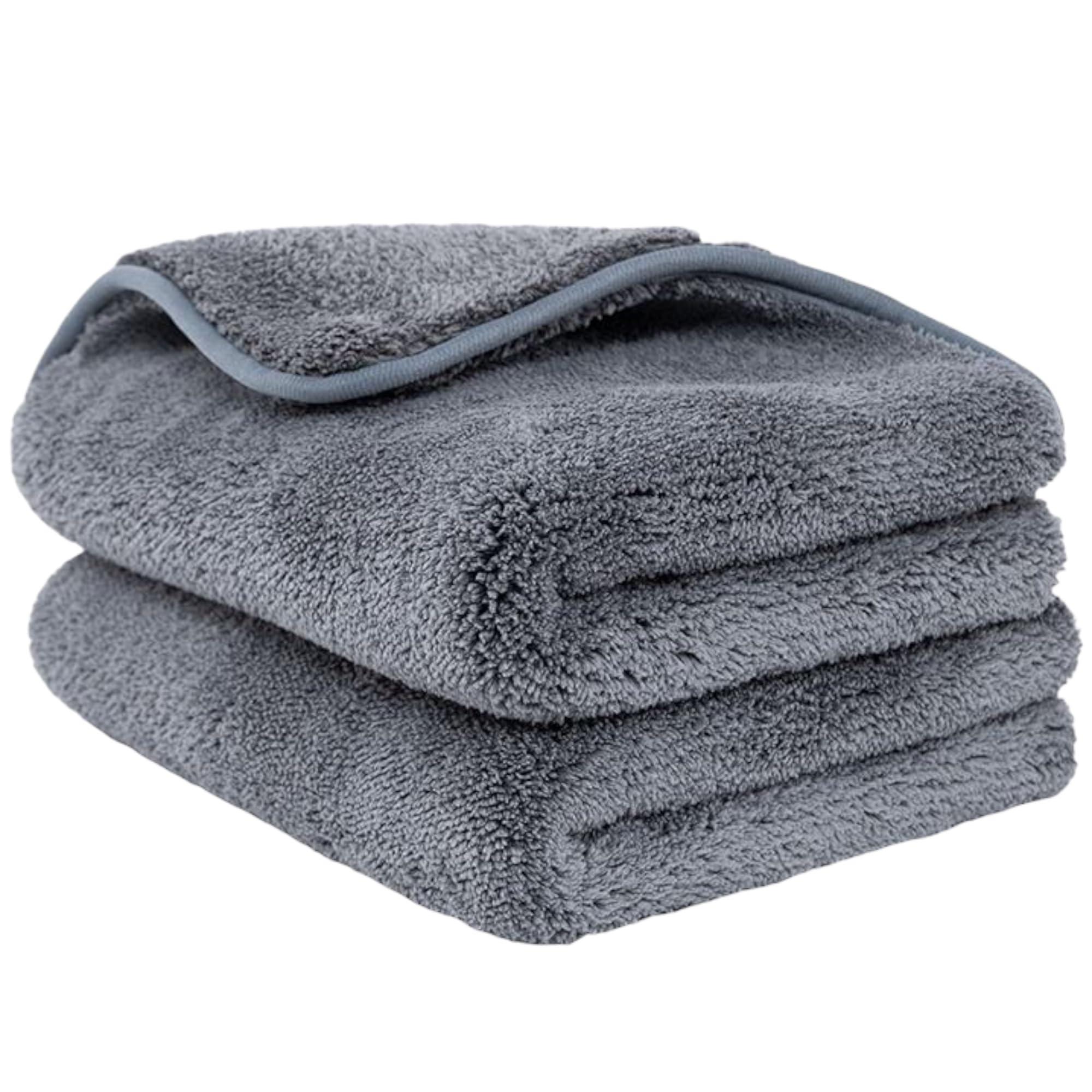DETACHI Dual Sided Microfiber Cloth for Car/Bike (2pc - 40x60 cm, 900 GSM),Thick Lint & Streak-Free Multipurpose Cloths | Absorbent Extra Thick Plush Towel for Cleaning, Washing & Drying-Grey