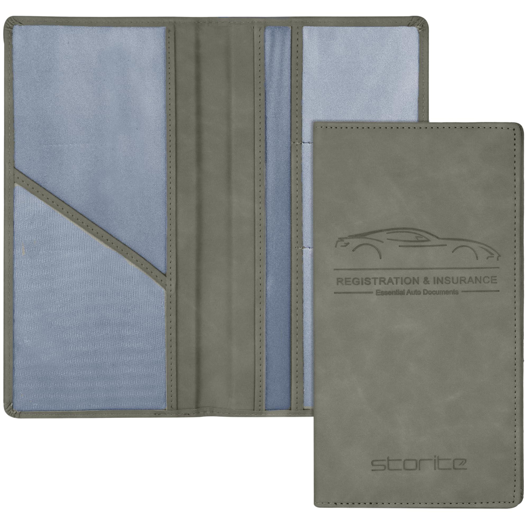 Storite PU Leather Unique Car Registration & Insurance Card Holder (Grey)