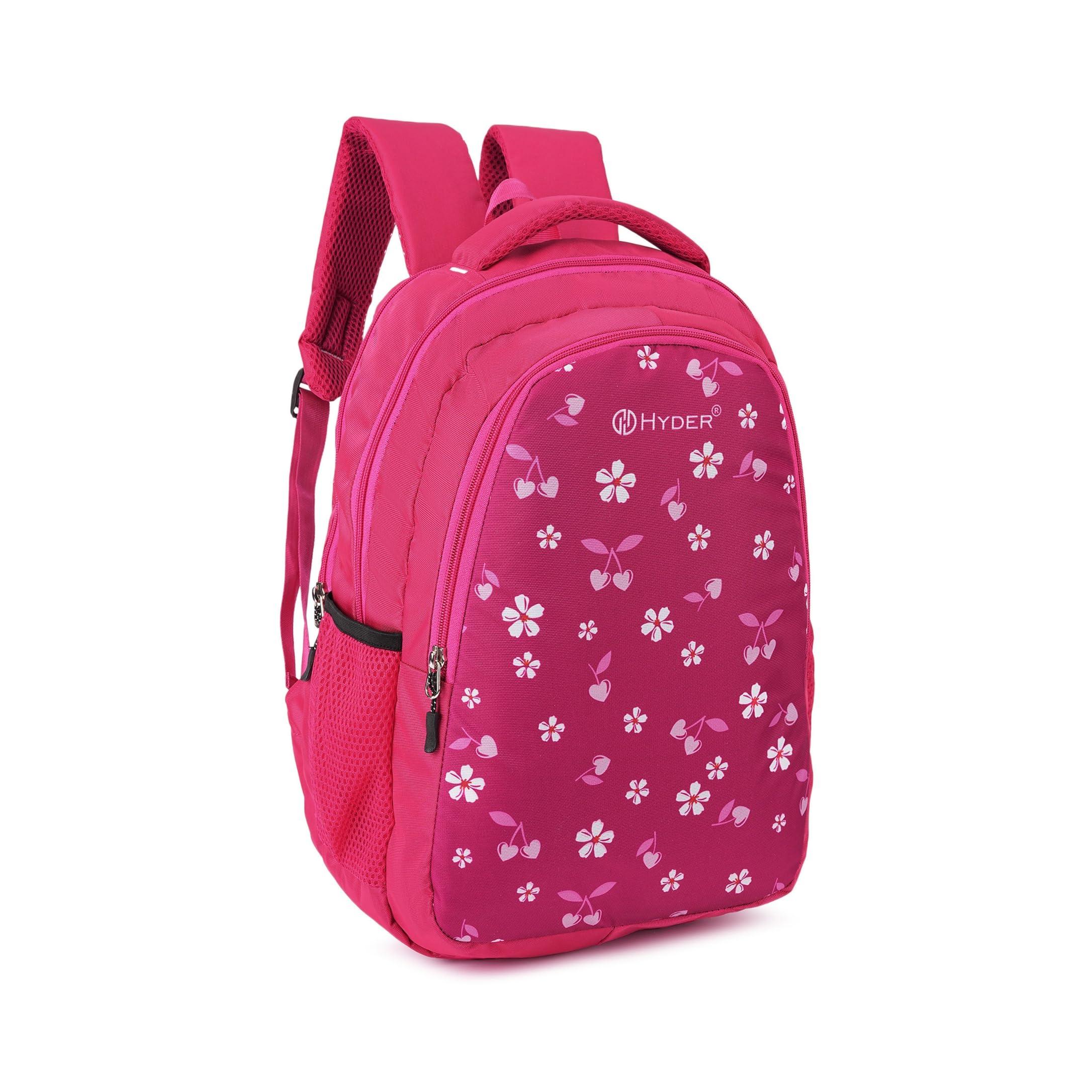 HYDER Bliss 30L Latest Cute and Stylish School Bag for Girls - Perfect for School, College, Office, Travel and Tution Durable School bags for Kids And Women | Perfect Girls Bag (Pink)