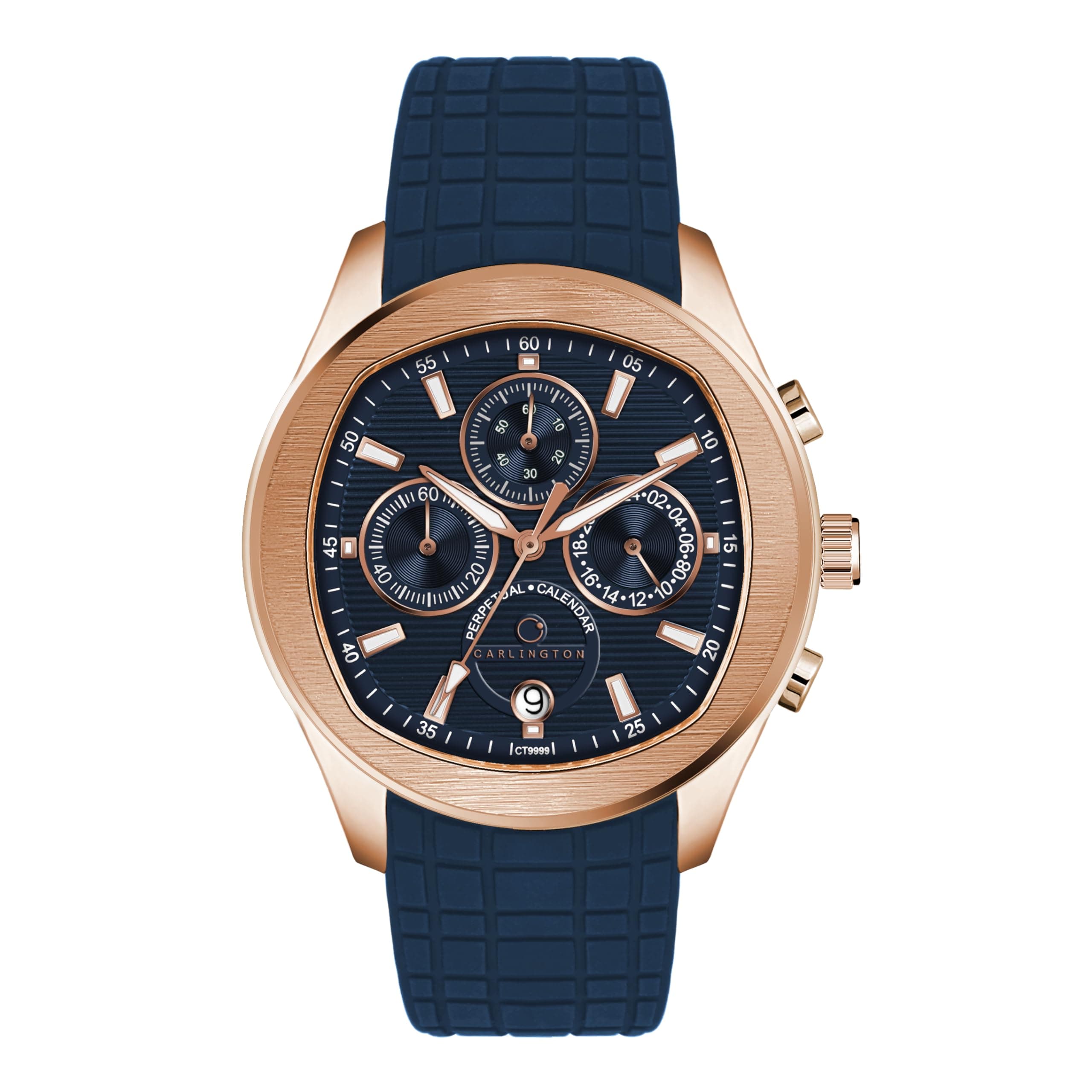 Carlington Legacy Series Analog Wrist Watches with Chronograph & Silicone Strap for Men - CT 9999