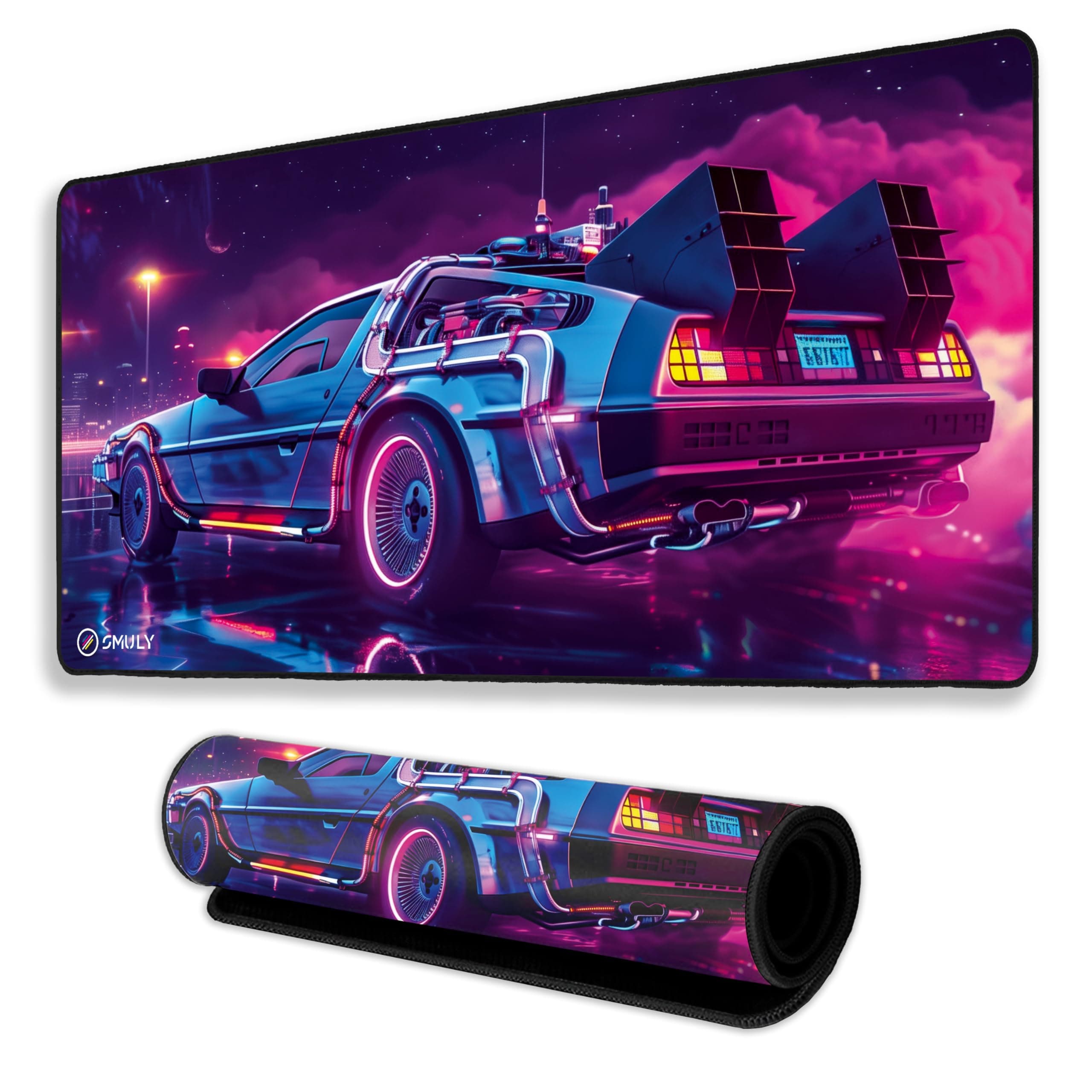 SMULY Retro Car Mouse Pad 18×36 Inch 3mm Extended Gaming Desk Mat with Anti-Slip Rubber Base Mousepad for Smooth Surface Desk pad for PC & Laptop Use Waterproof & Stiched (Multicolour) Deskpad