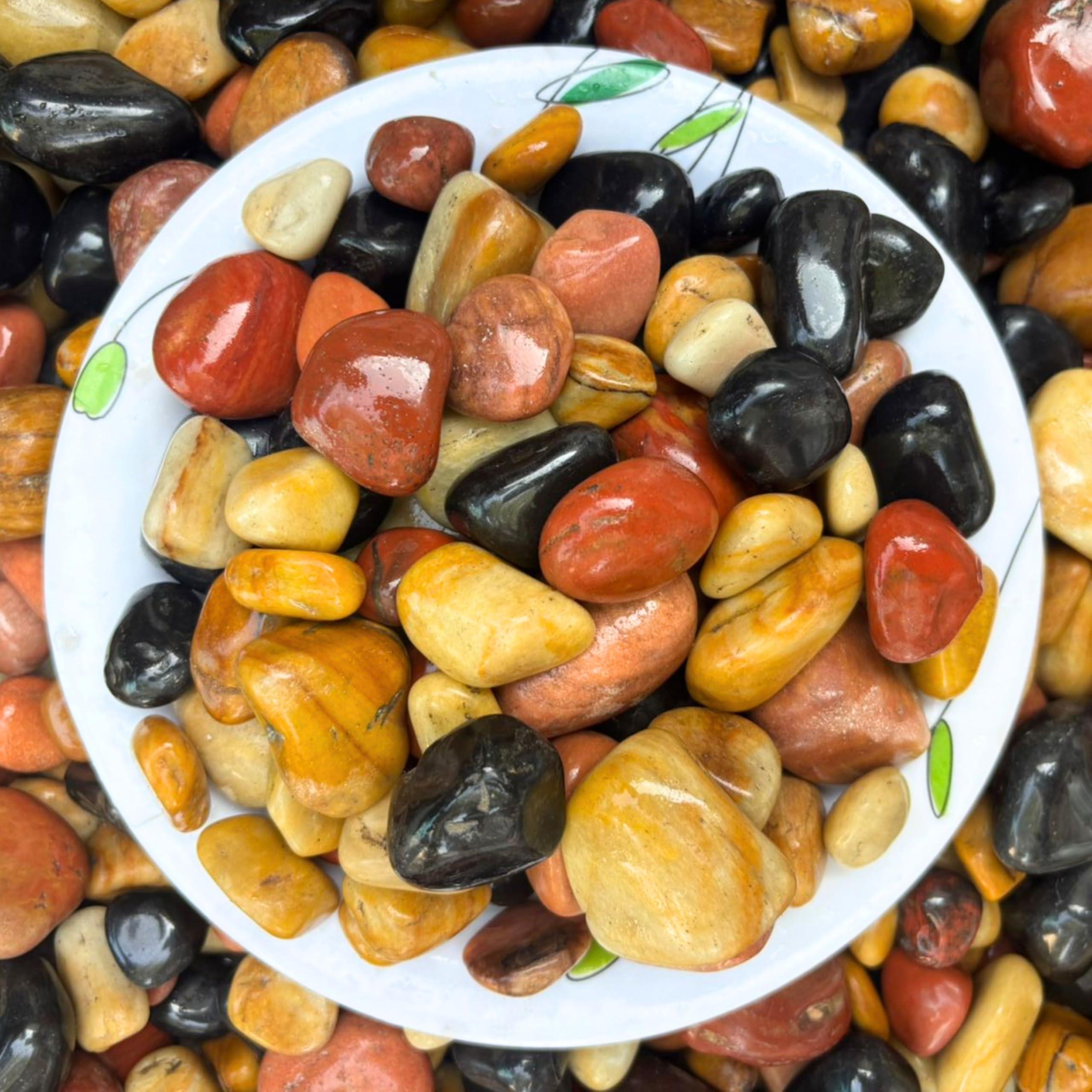 Foodie Puppies Natural Polish Mix Stone Pebbles - (15Kg) Mix Granite Stone Decorative Substrate for Aquariums, Fish Bowls, Turtle Tanks, Terrariums, Succulents, Garden Pots