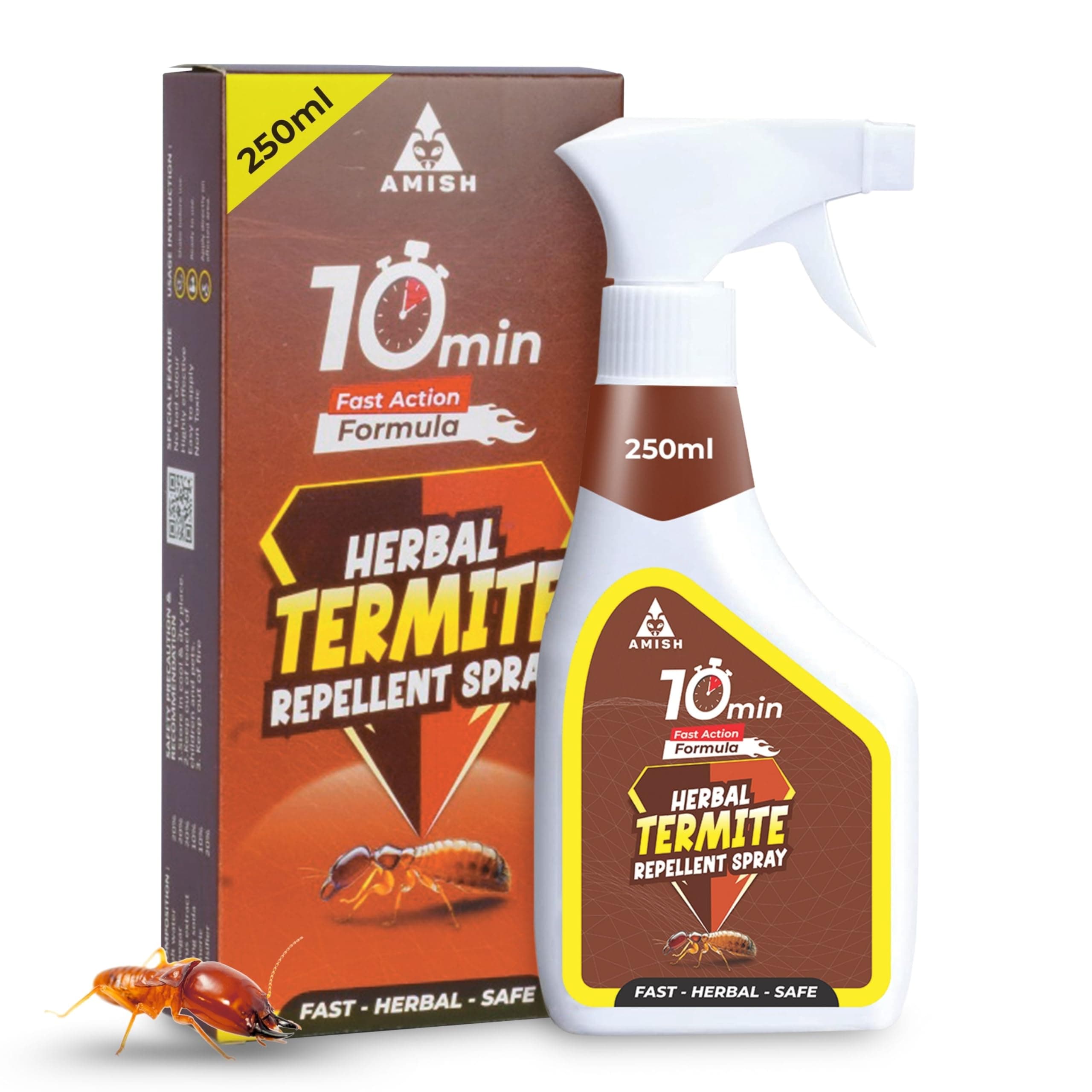 Amish Herbal Termite Spray 250 ml|10 Minutes Formula |Removes Entire Termite Colony|Powerful 100% Organic No Chemical Termite Repellent Spray for Home Long Lasting Protection Instant Action