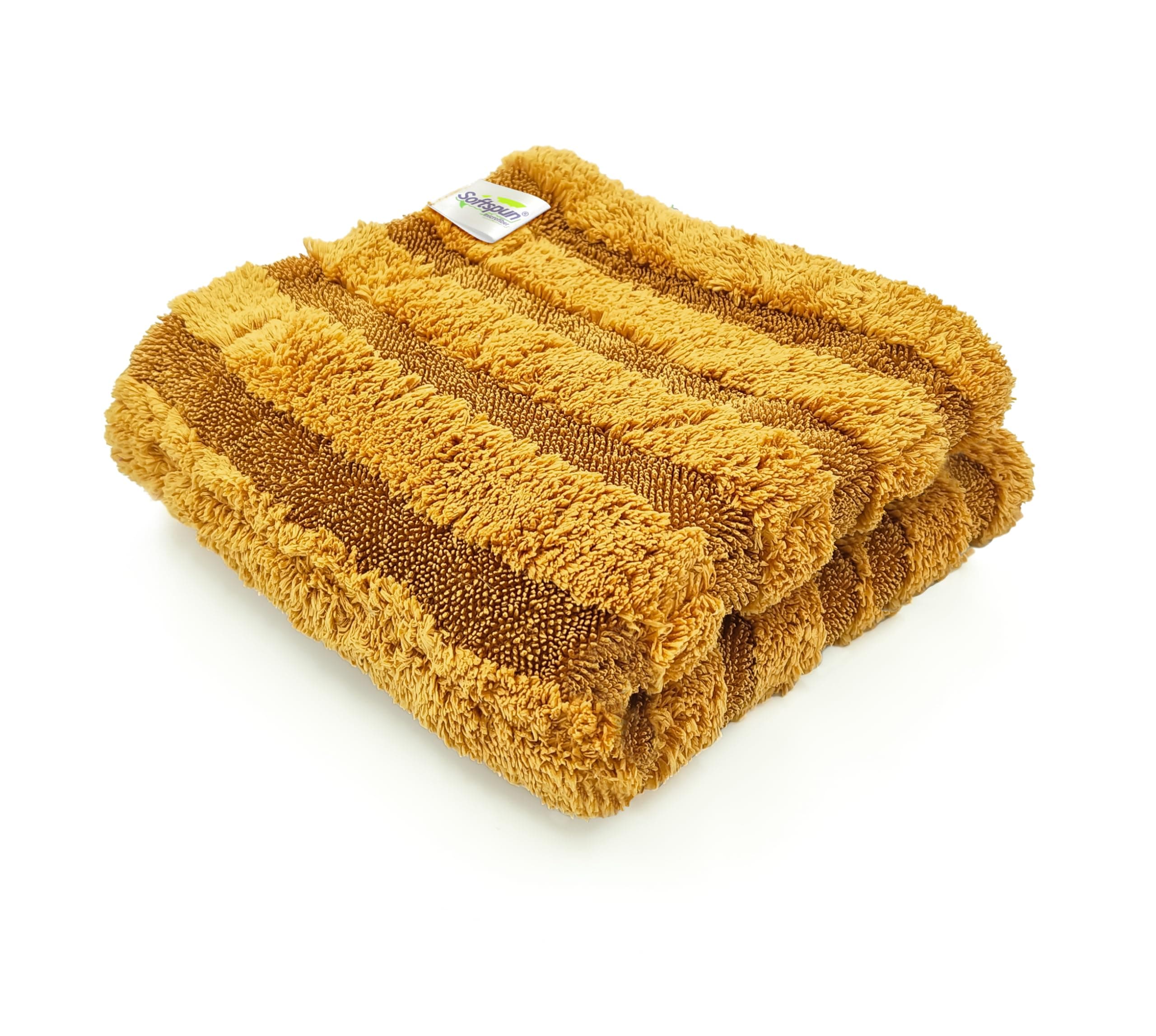 SOFTSPUN Microfiber Hybrid Cloth 1400 GSM, 40x40cm, 1 Pc, Brown color for Cars and Homes. Dual Loop, Super Absorbent Edgeless Towel with Plush Pile. Lint Free Cloth for Cleaning, Drying and Detailing.