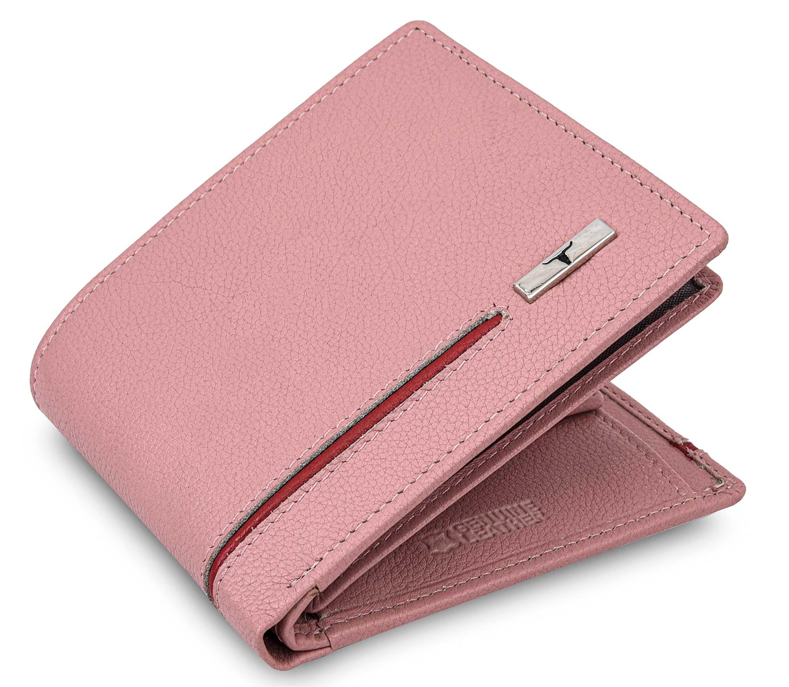 URBAN FOREST Stag RFID Blocking Pink/Red Leather Wallet for Unisex Adult