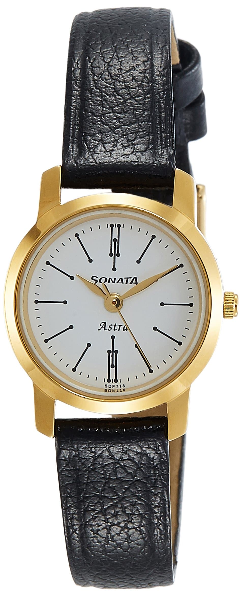 Sonata Quartz Analog White Dial Leather Strap Watch for Women-NS87018YL03W/NT87018YL03W