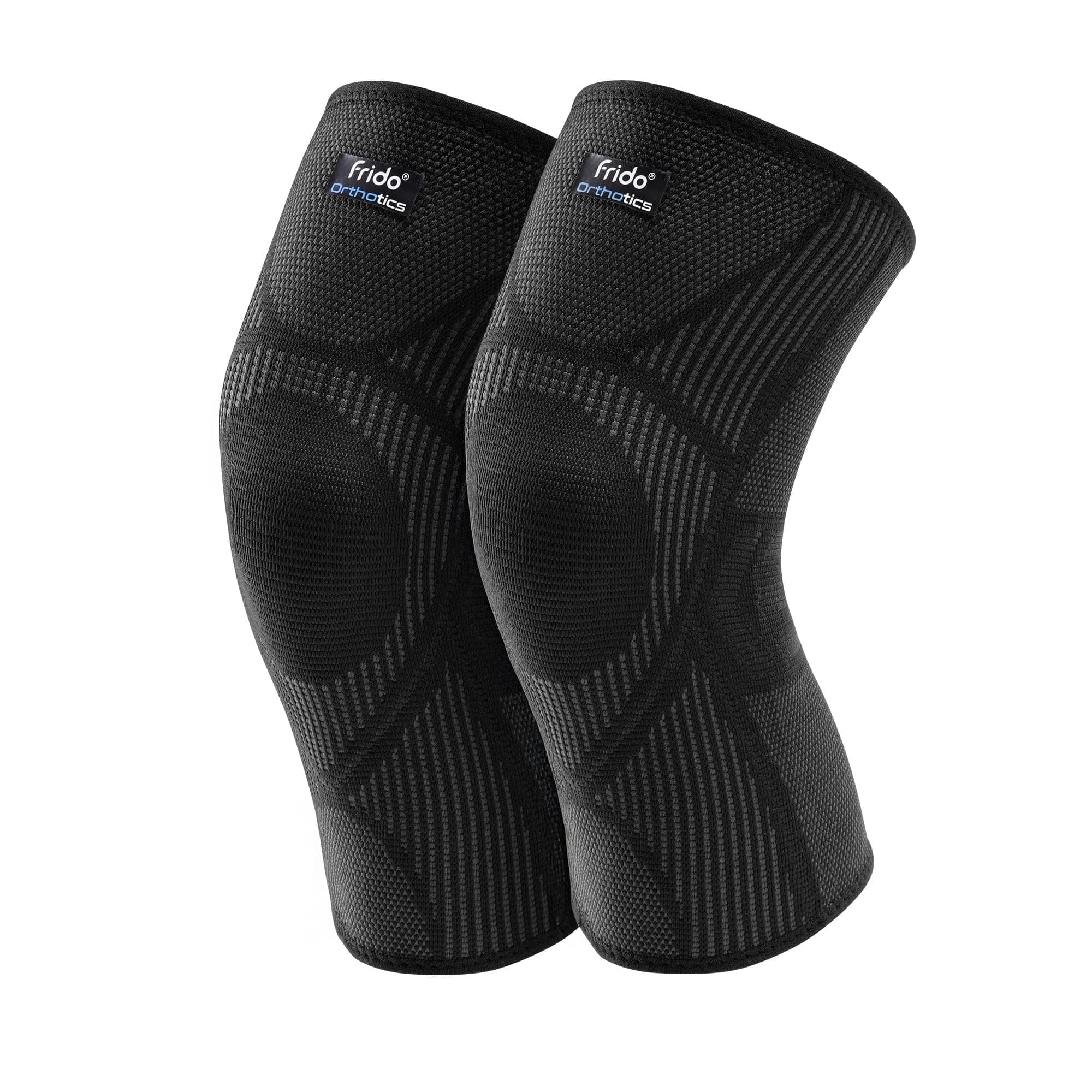 Frido Active Knee Cap Support for Men & Women | Active Compression for Pain Relief & Joint Support | Knee Sleeve for Gym, Running, Jogging, Sports & Workout | Anti-Sweat Knee Brace (1 Pair) Core Black, XL