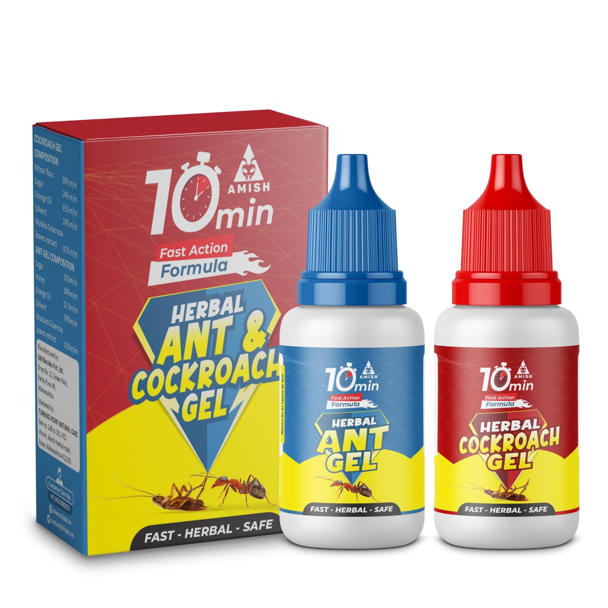 Amish Combo Pack Of Eco- Friendly Ant Gel 20g With Amish-C Cockroach Gel 20g For Home Kitchen Ants & Cockroach | Instant Results For Insect Control