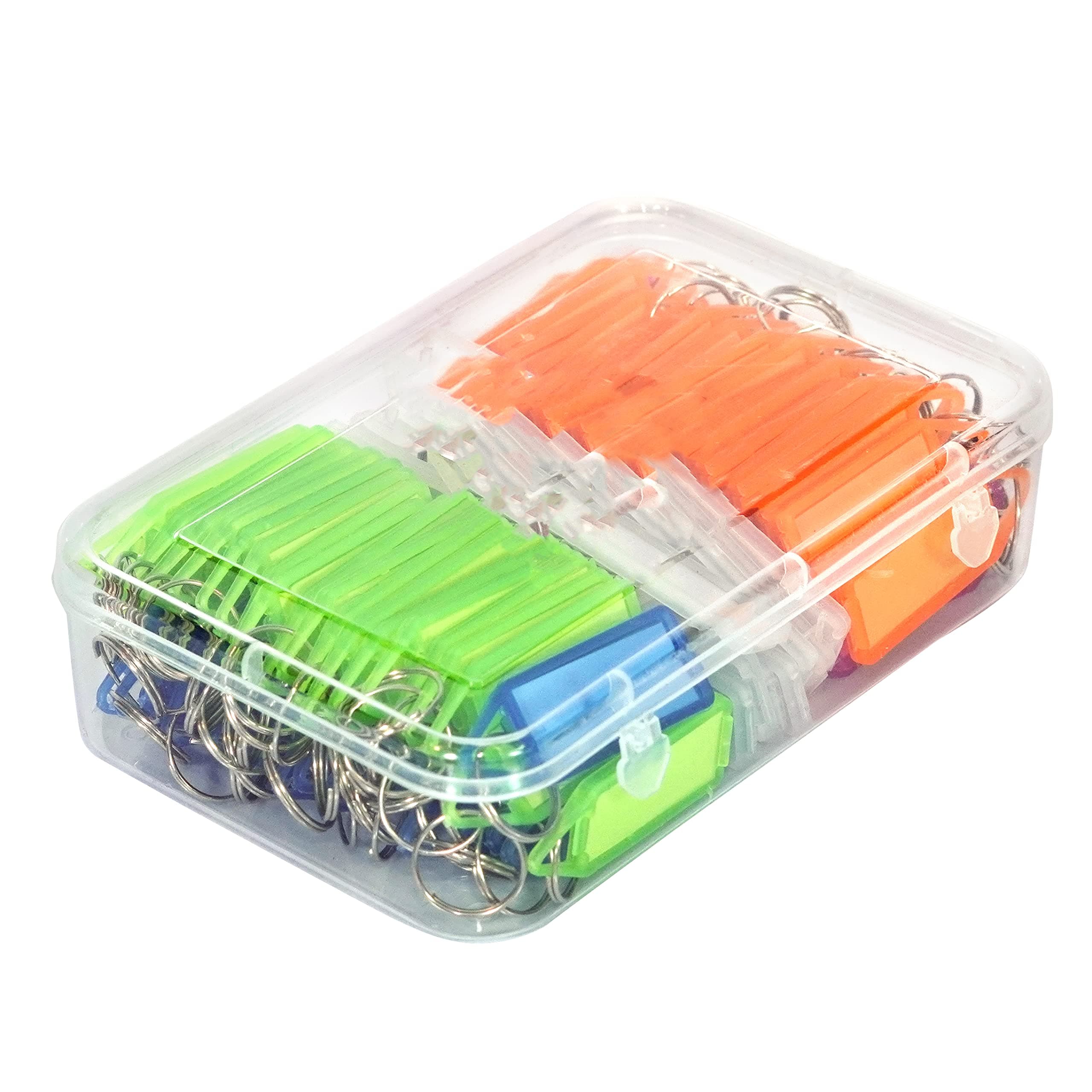 SNDIA 100 Pcs Keyring & Keychain with Name Tag Labels, Multicolor