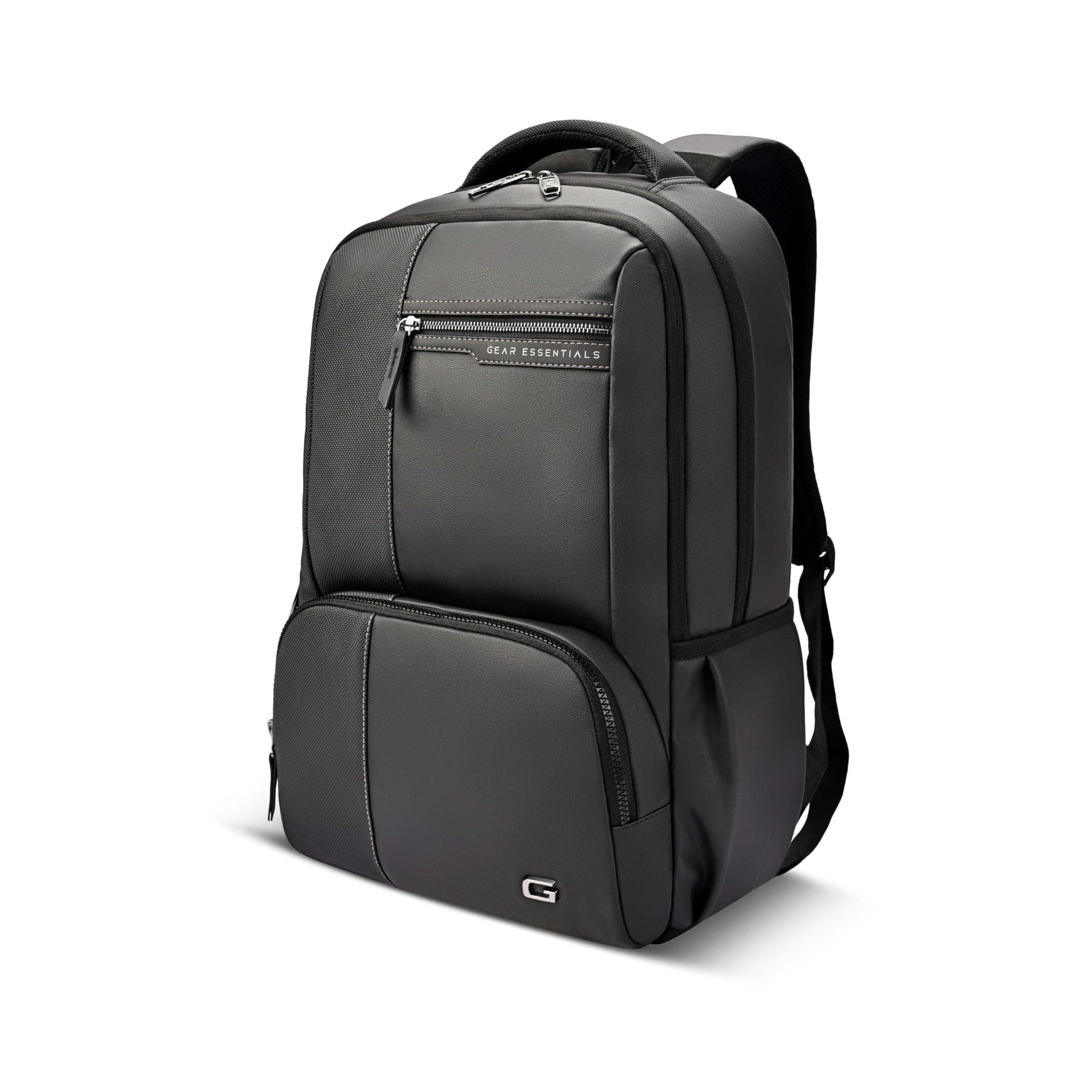 Gear Vintage 4 19"/29L anti theft faux leather Medium Water Resistant Laptop Backpack/Casual Backpack/Daypack/Travel Backpack/College Bag For Men/Women(Pitch Black-Black)