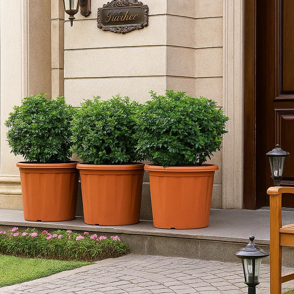 UGAOO UV Treated Large Plant Pots for Big Size Plants (20 inch Brown/Terracotta Color Set of 3 Large Planters)