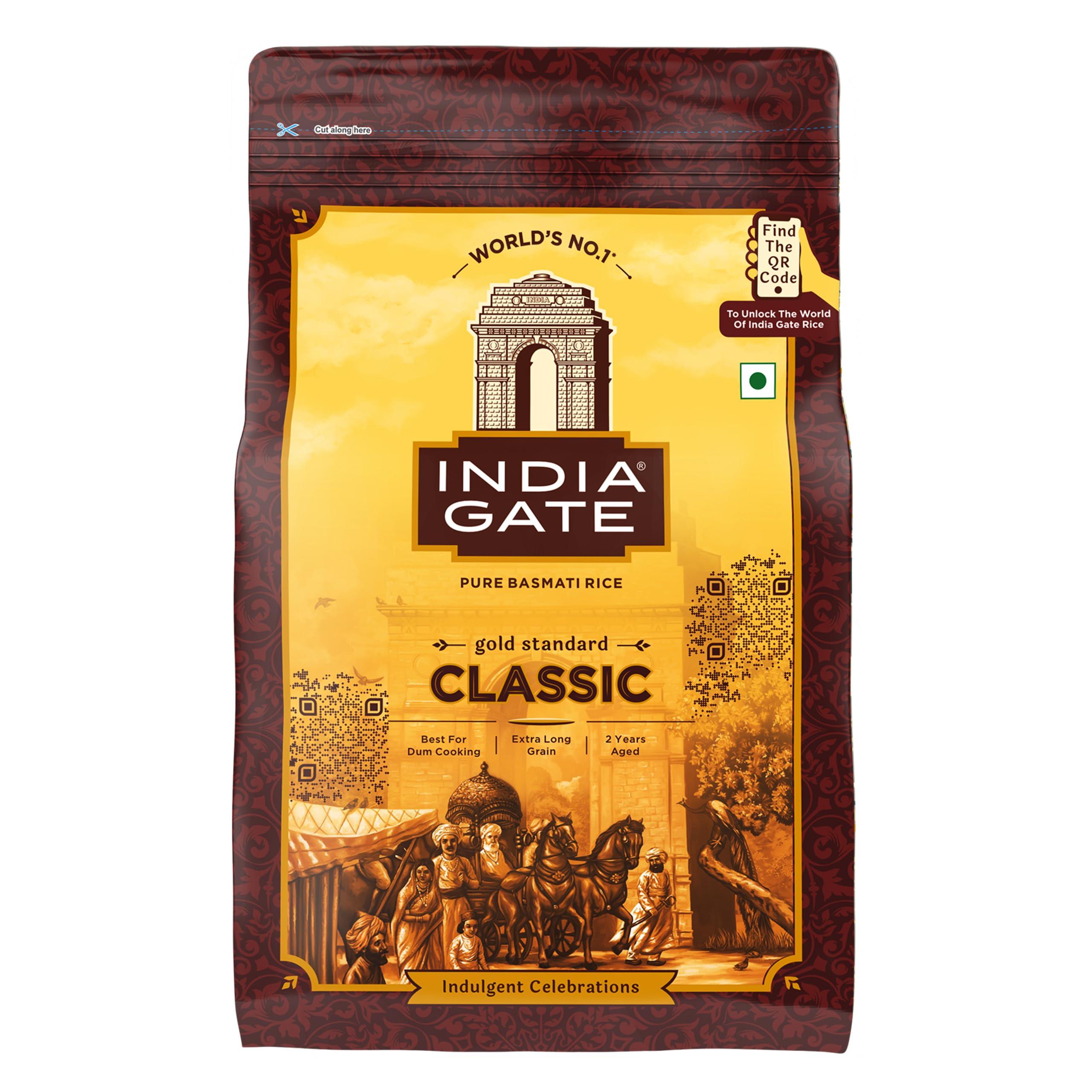 India Gate Gold Standard Classic Basmati Rice 1 Kg | 2 Years Aged | Extra Long Grains