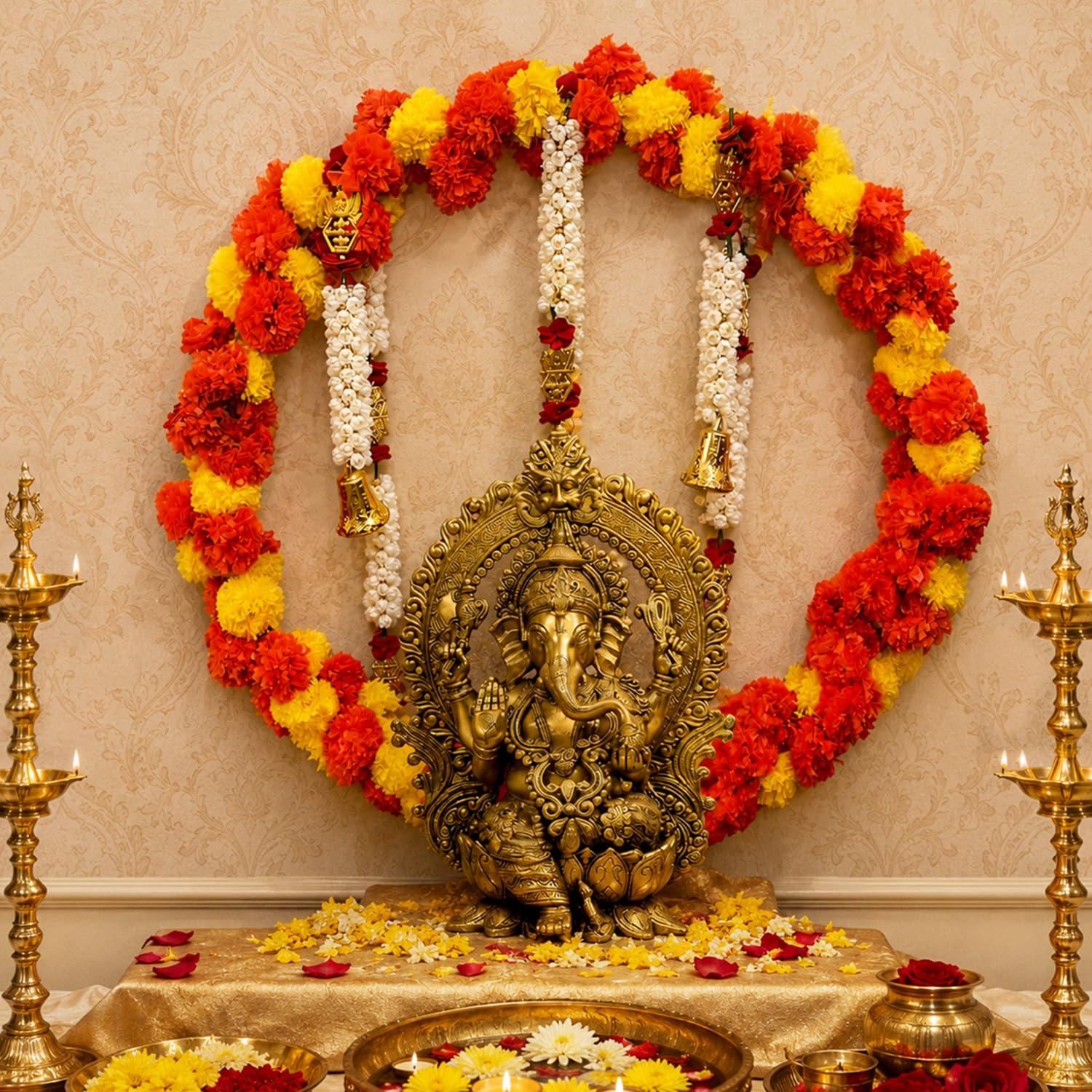 Special You Ganesh Chaturthi Decoration Items for Home, PVC Backdrop Stand for Pooja Room Decoration Items for Diwali Festival, Ganesh Chaturthi mandap for Pooja Decorations- 8 pcs