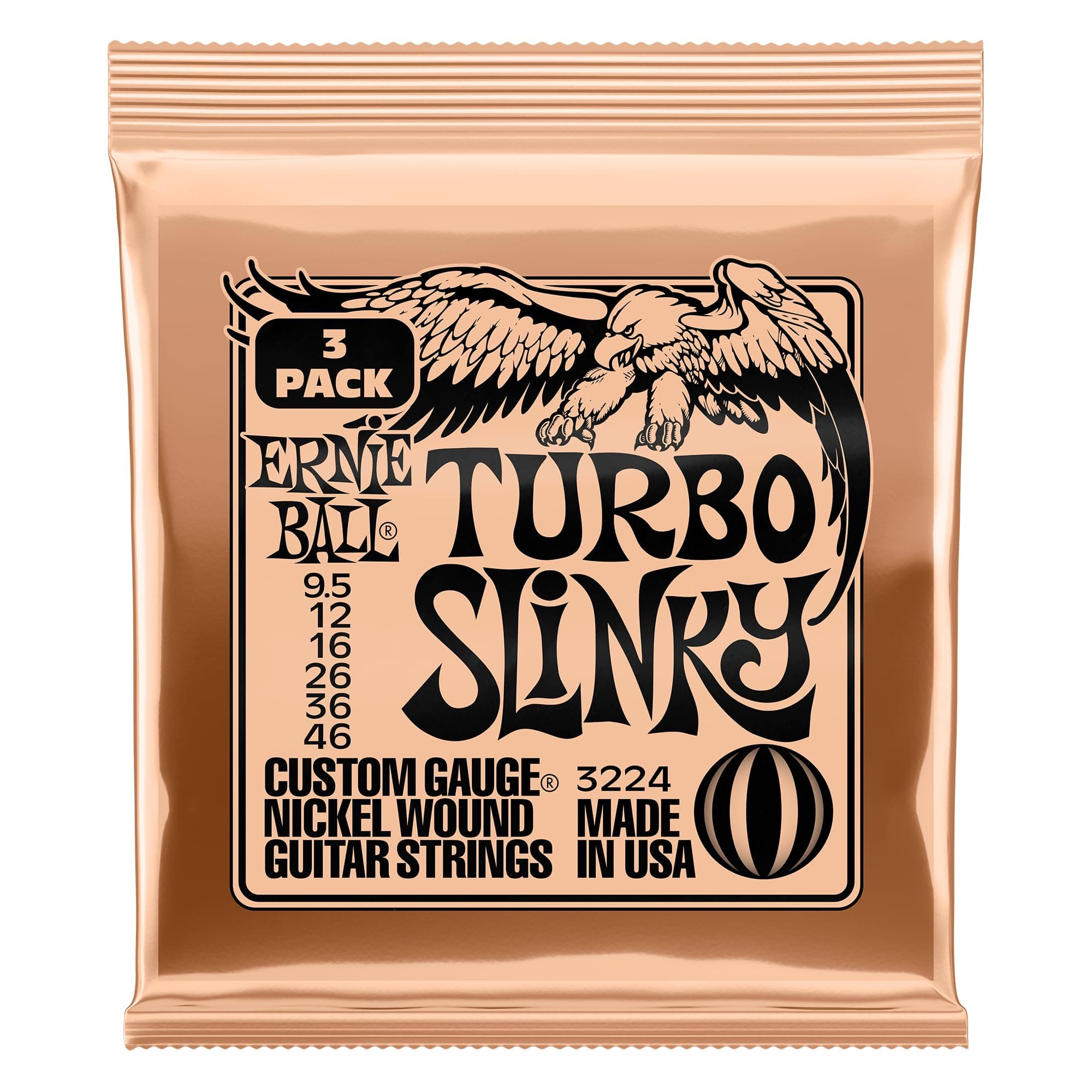EBL*3224 (Turbo Slinky Nckl Wnd Elec Gtr Strings 3 Pk 9.5 46)