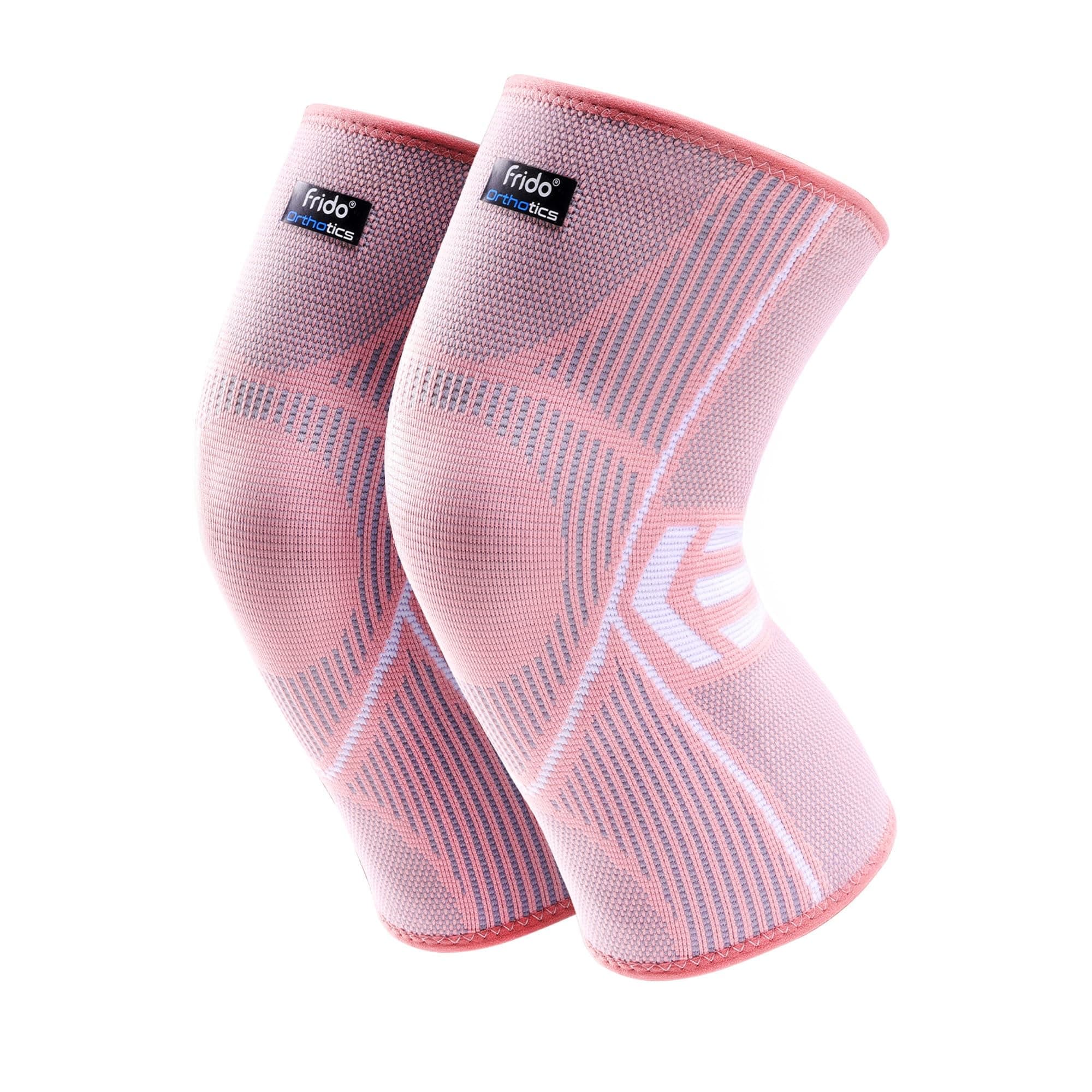 Frido Active Knee Cap Support for Men & Women | Active Compression for Pain Relief & Joint Support | Knee Sleeve for Gym, Running, Jogging, Sports & Workout | Anti-Sweat Knee Brace (1 Pair) Core Pink, XXL