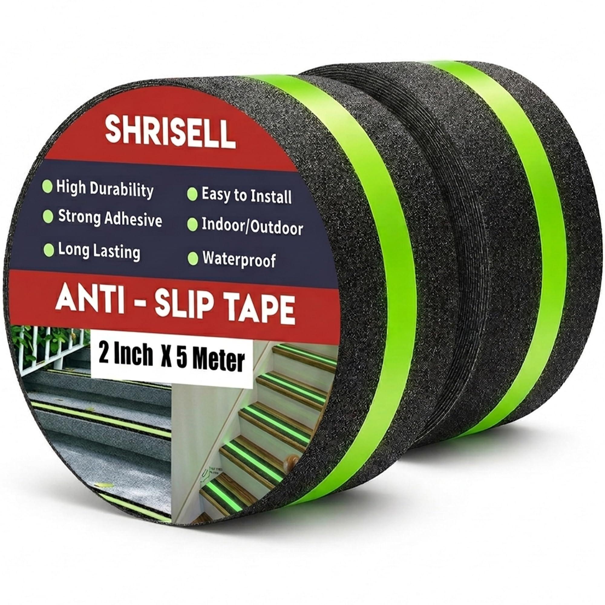 10 Meter Anti Slip Tape for Stairs Waterproof | Anti Skid Tape with Glow in Dark Radium Stripe | Non Slip Traction for Stair Treads, Tiles & Bathroom Floor | Indoor Outdoor | 2 Inch x (33 FOOT).