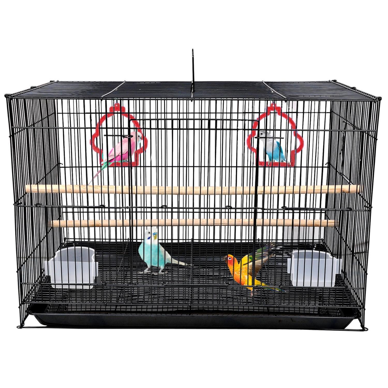 Aakriti Large Bird Metal Cage for Lovebirds, Parrots, Parakeets, Budgies & Cockatiels – Spacious Hammock Design with Durable Iron Build (23.5" x 16.5" x 16", Multi-Color)